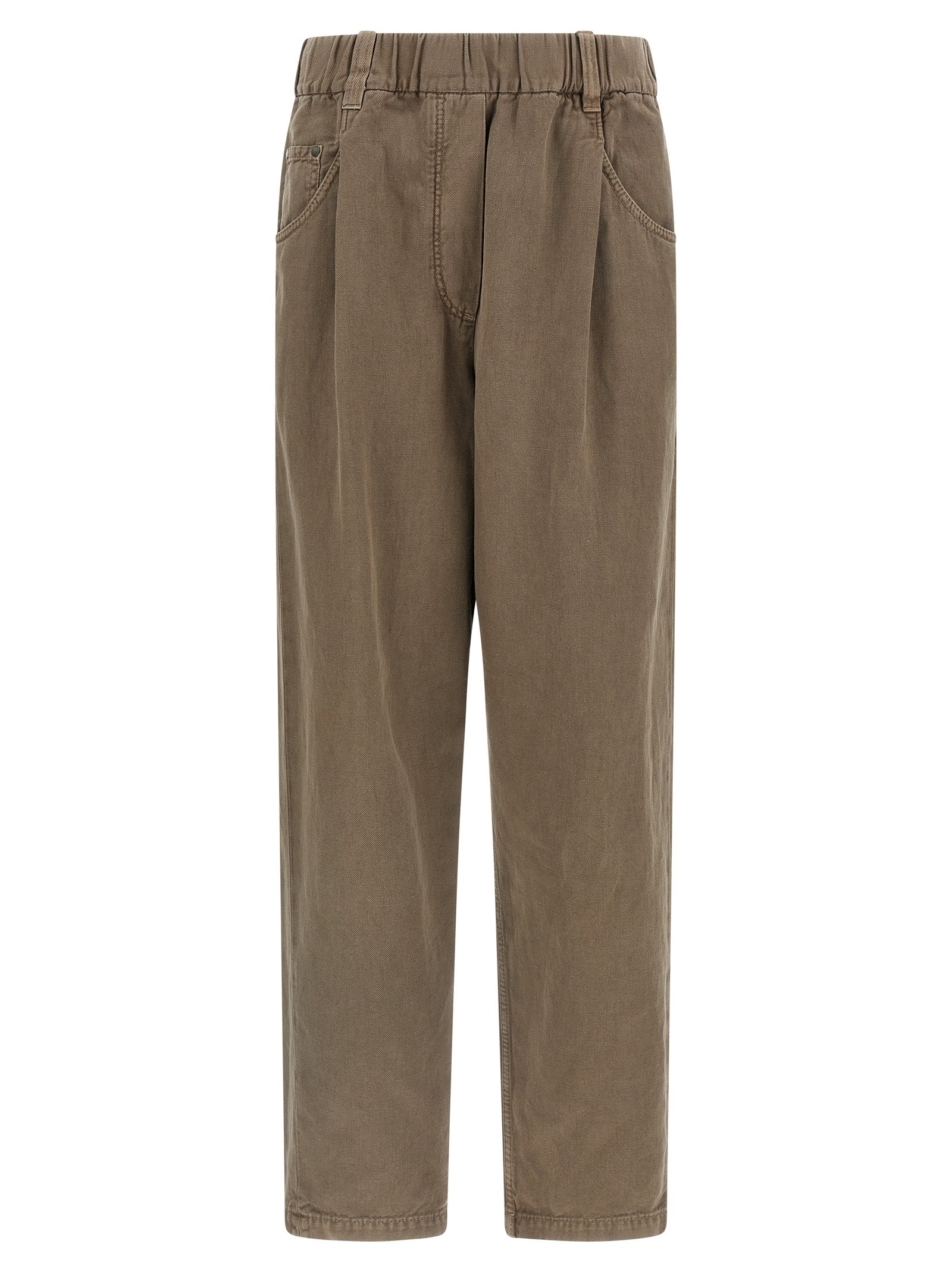 Brunello Cucinelli Brown Cotton Casual Women's Pants