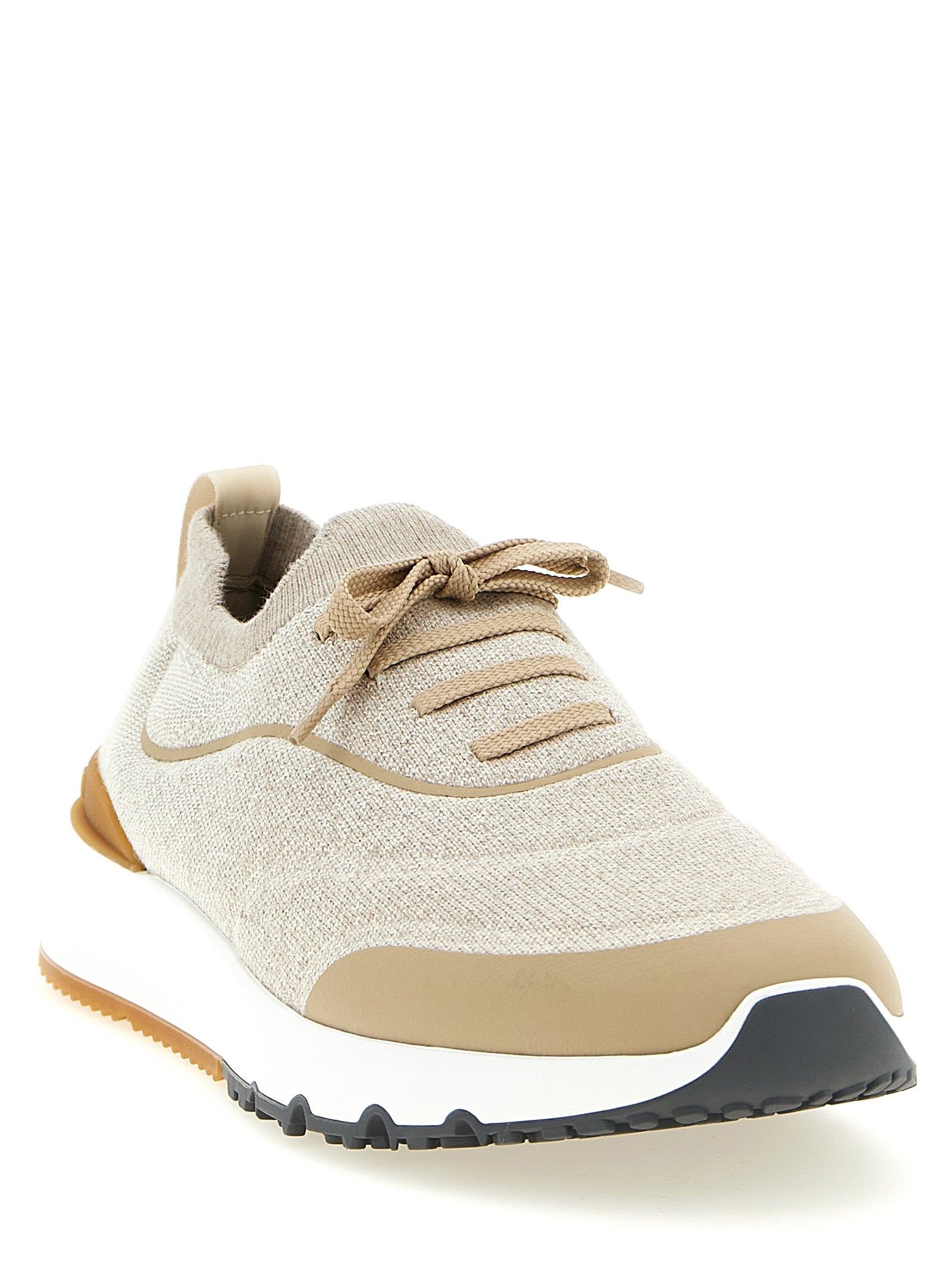 Brunello Cucinelli Beige Cotton Athletic Men's Sneakers