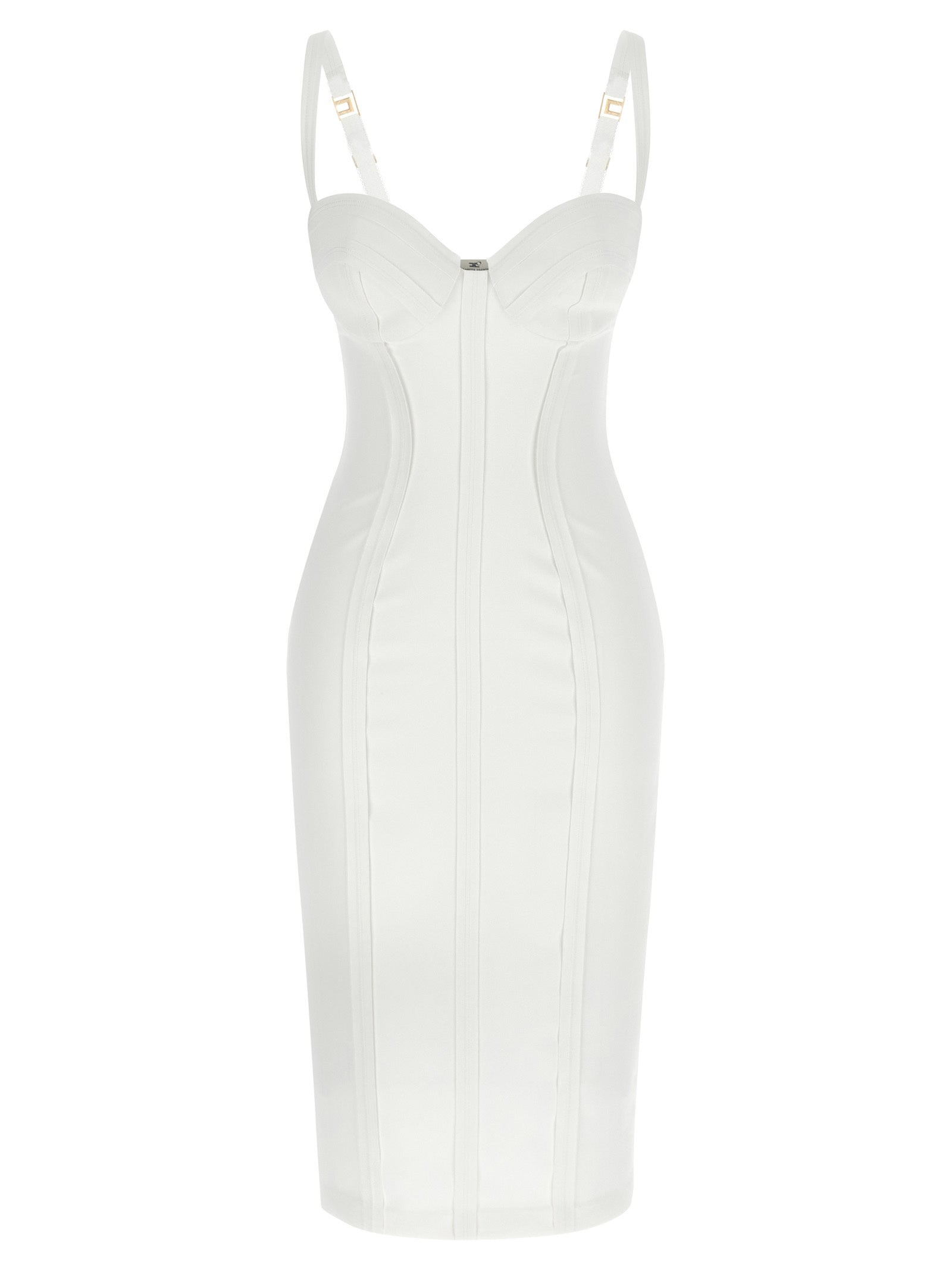Elisabetta Franchi White Polyester Midi Women's Dress