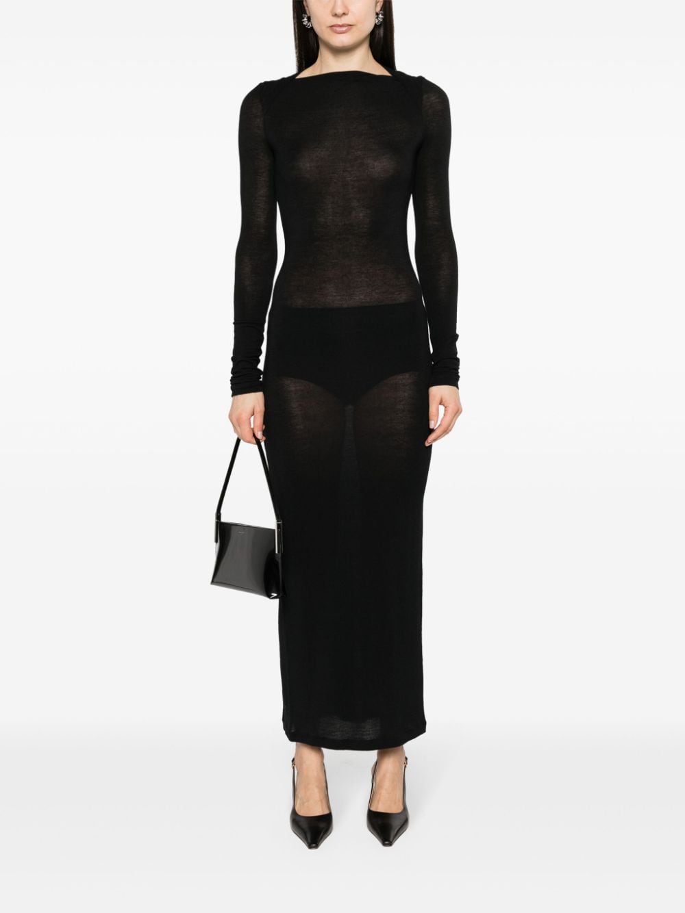 Saint Laurent Women's Wool Blend Long Pencil Dress