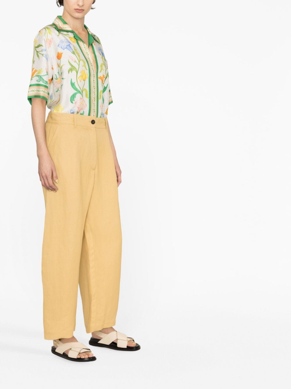 Studio Nicholson Pre Women's Conscious Criteria Page Wide Leg Cropped Cotton Trousers