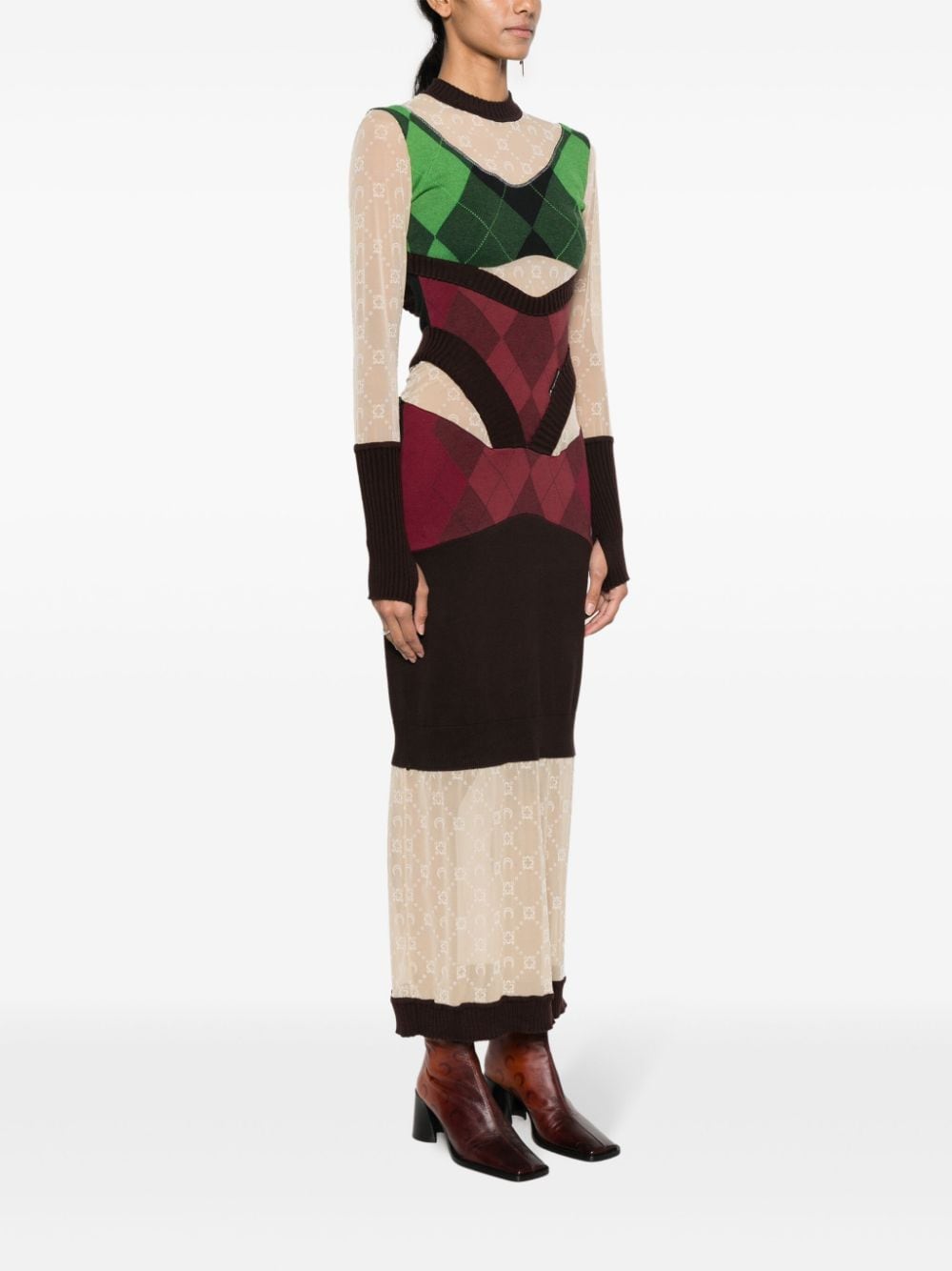 Marine Serre Women's Regenerated Lozenge-Knit Midi Dress