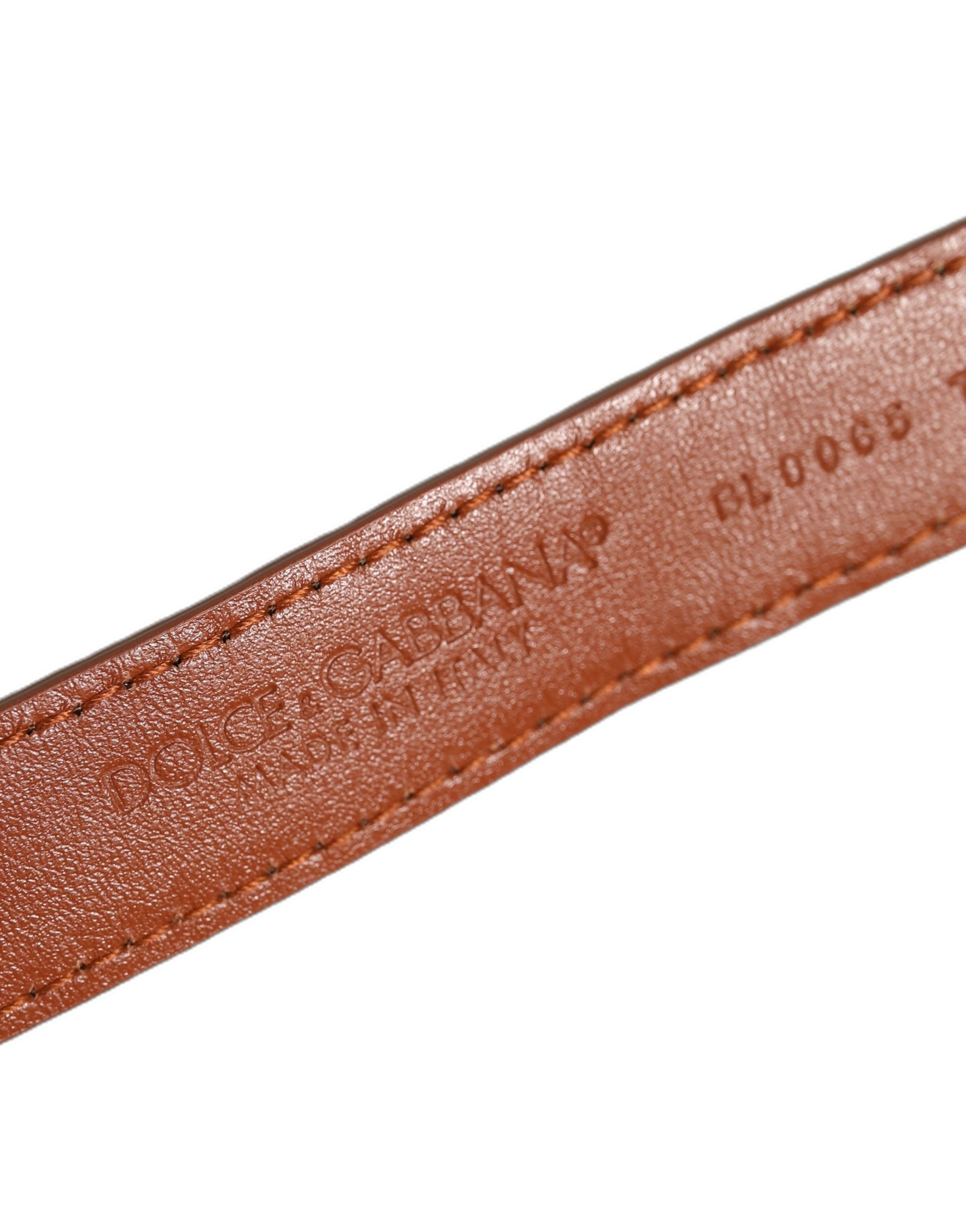 Dolce & Gabbana Brown Textured Leather Gold Buckle Belt Strap Women's Bracelet