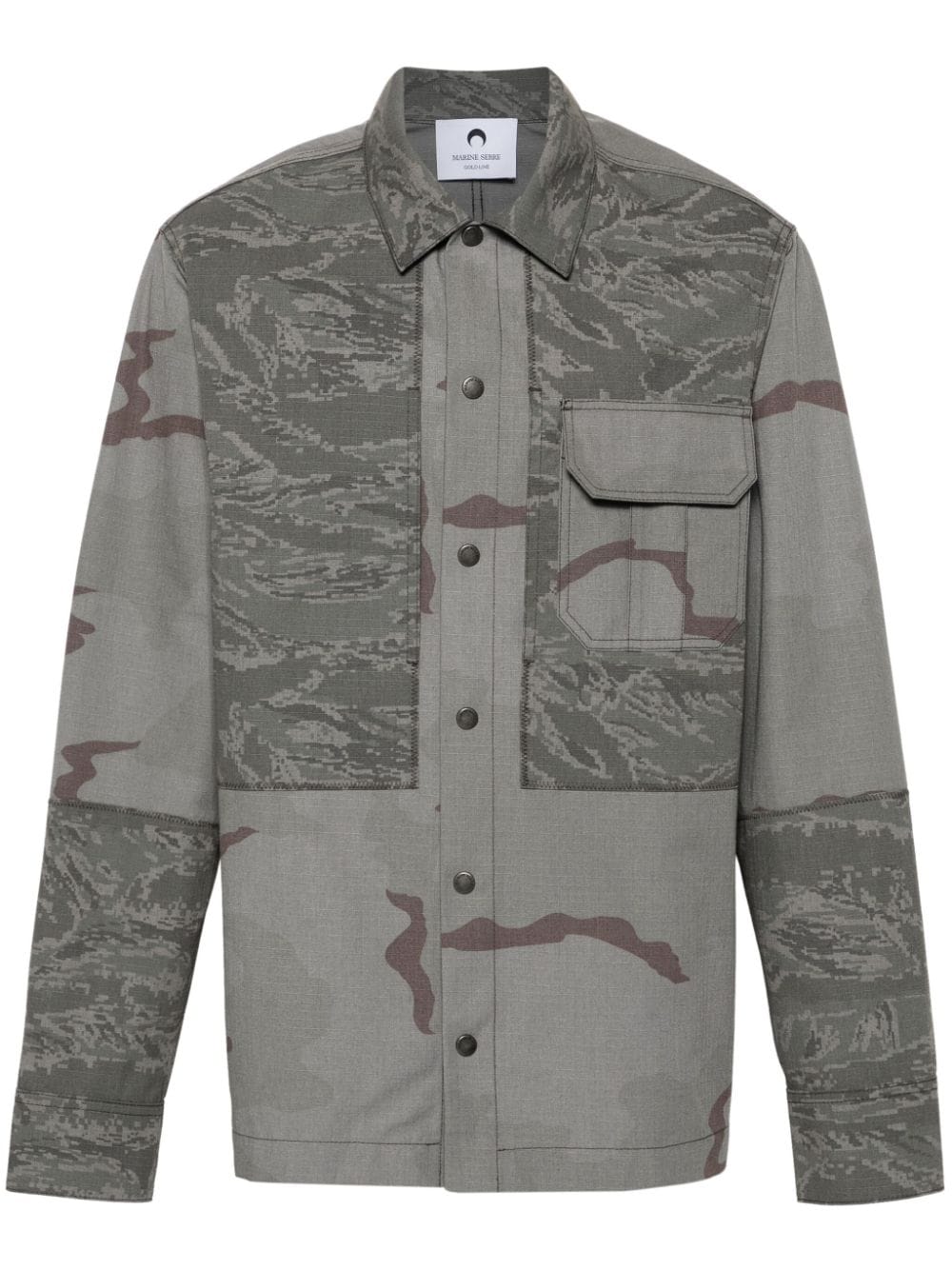 Marine Serre Men's Rispstop Classic-Collar Shirt Jacket