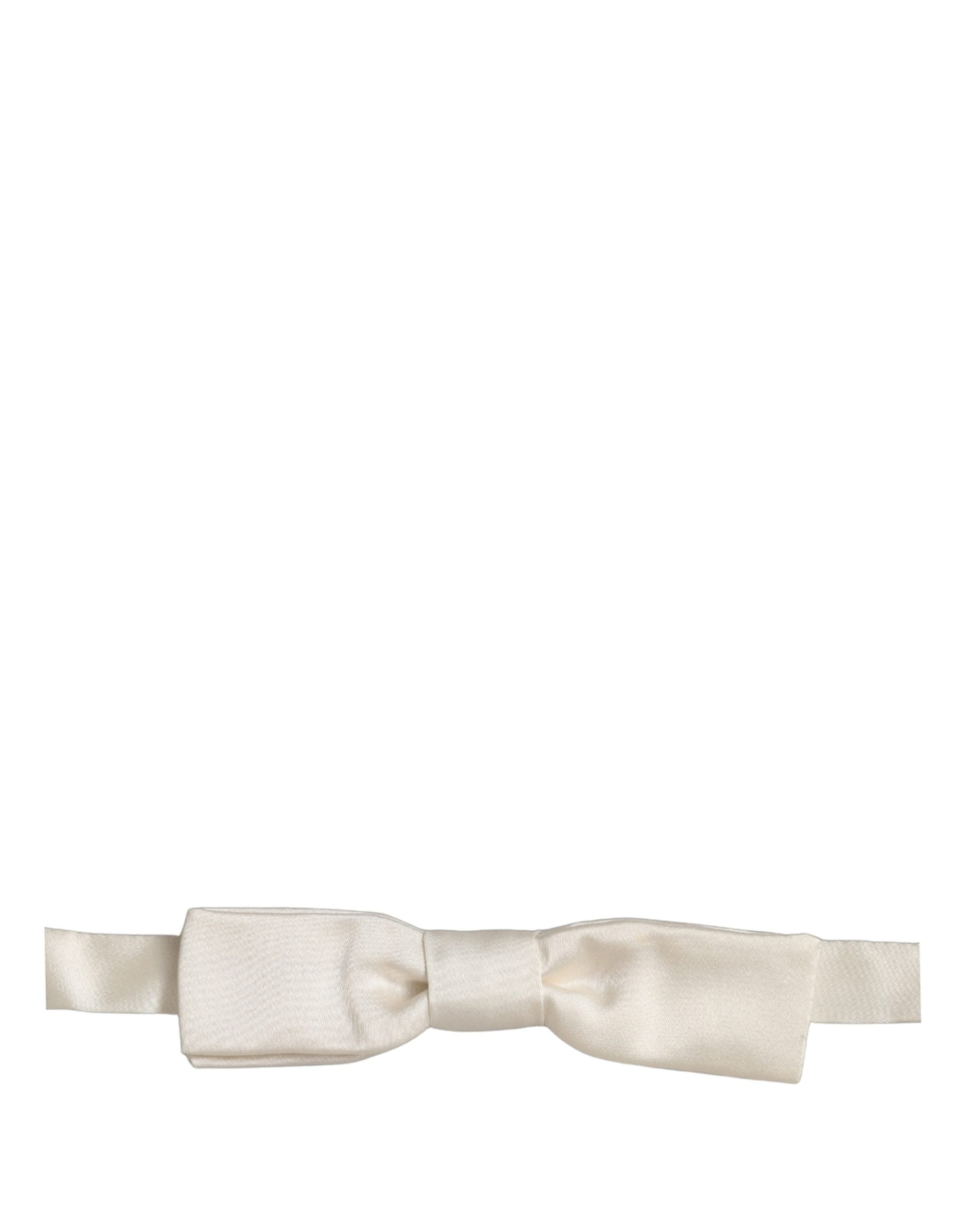 Dolce & Gabbana Men White 100% Silk Adjustable Neck Papillon Bow Men's Tie (Pre-Owned)