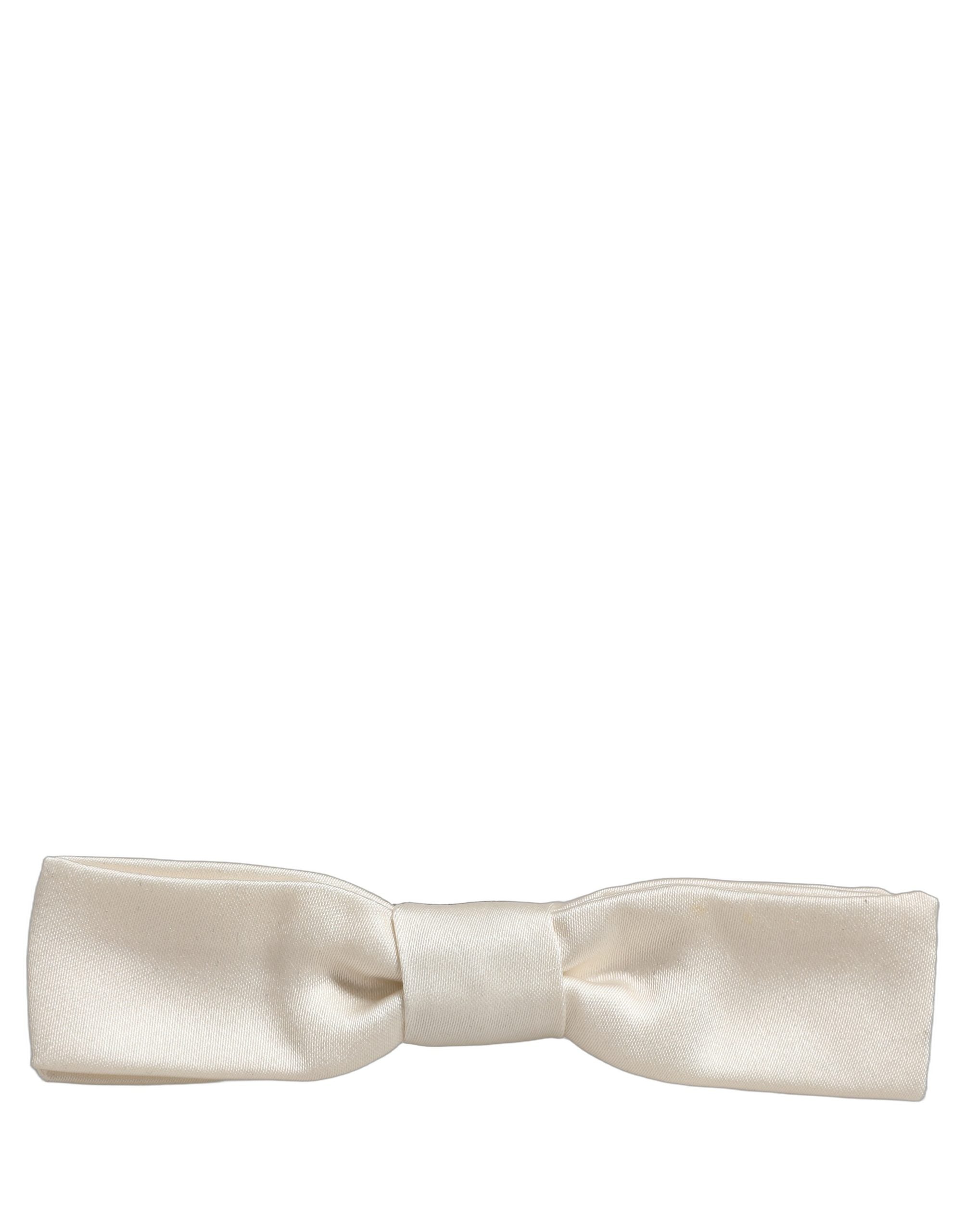 Dolce & Gabbana Men White 100% Silk Adjustable Neck Papillon Bow Men's Tie (Pre-Owned)