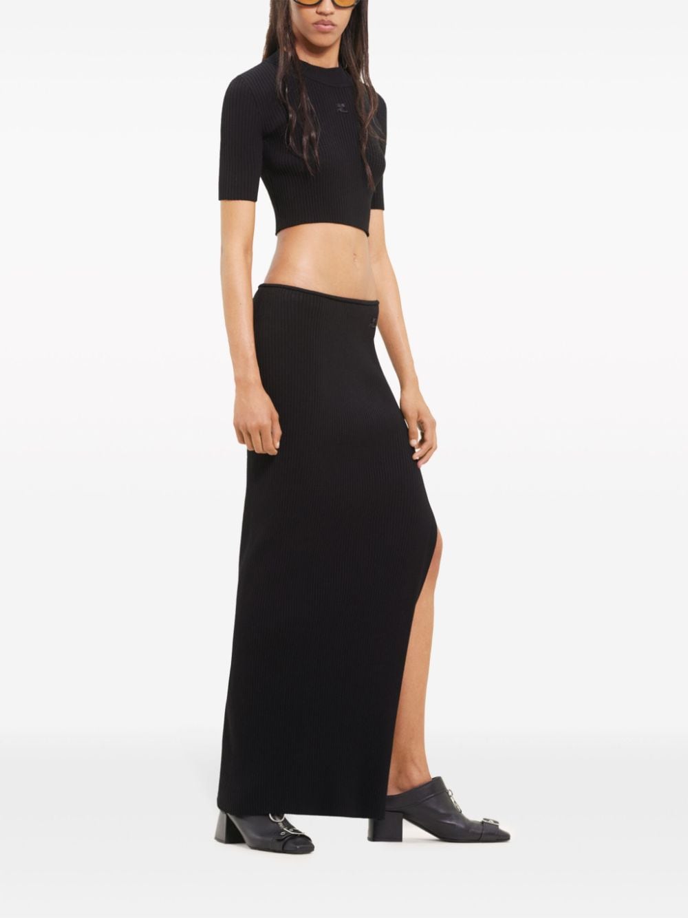 Courreges Pre Women's Long Ribbed Fitted Skirt