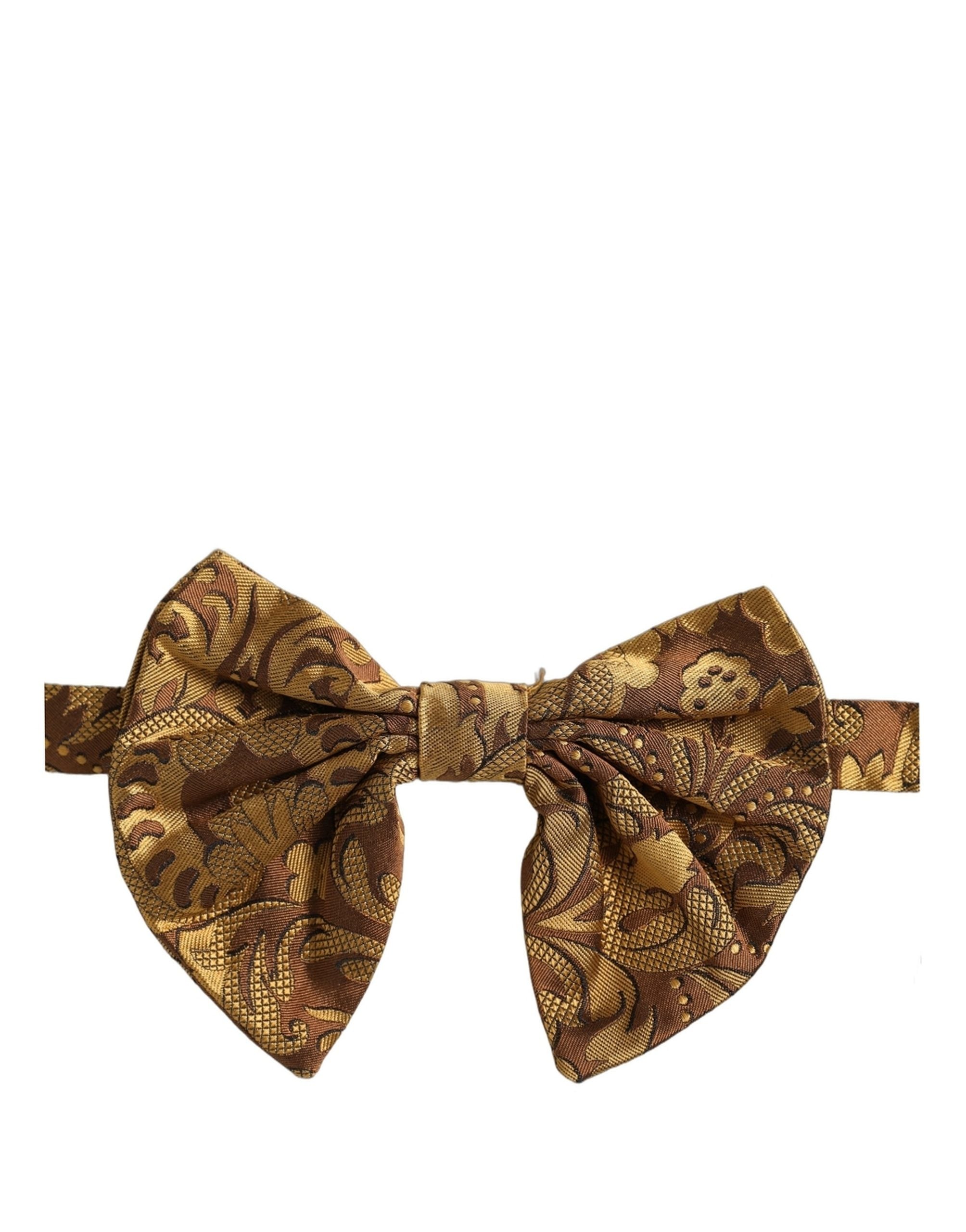 Dolce & Gabbana Men Brown Floral Silk Adjustable Neck Papillon Bow Men's Tie