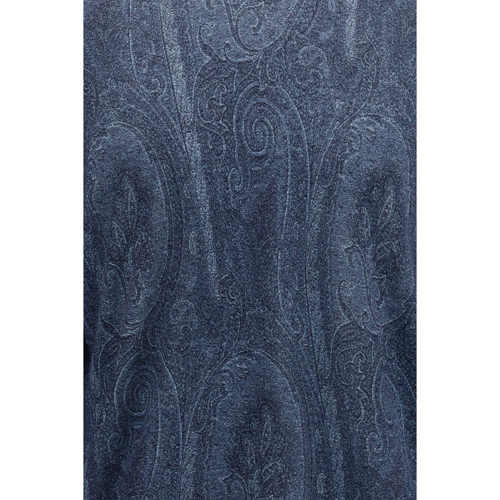 Etro Blue Silk Men's Turtleneck