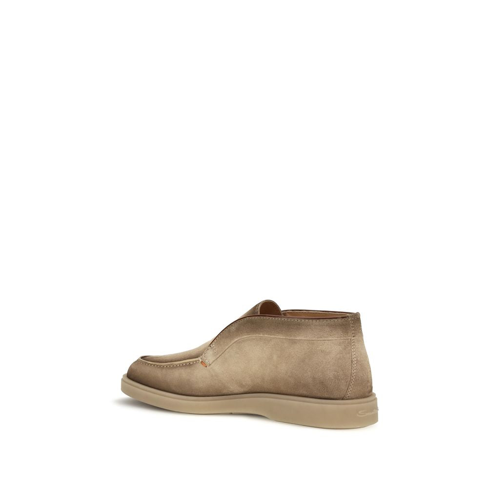 Santoni Beige Suede Leather Slip-On Men's Loafers