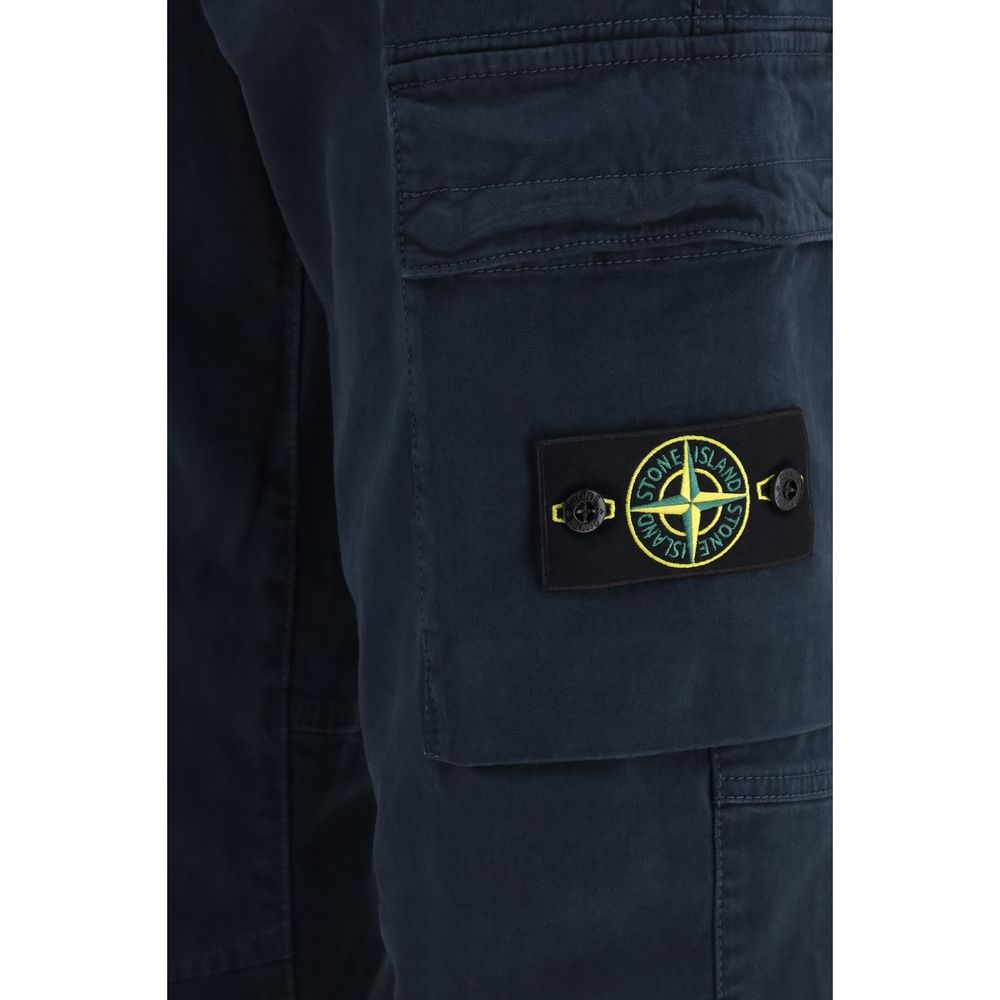 Stone Island Blue Cotton Cargo Men's Pants