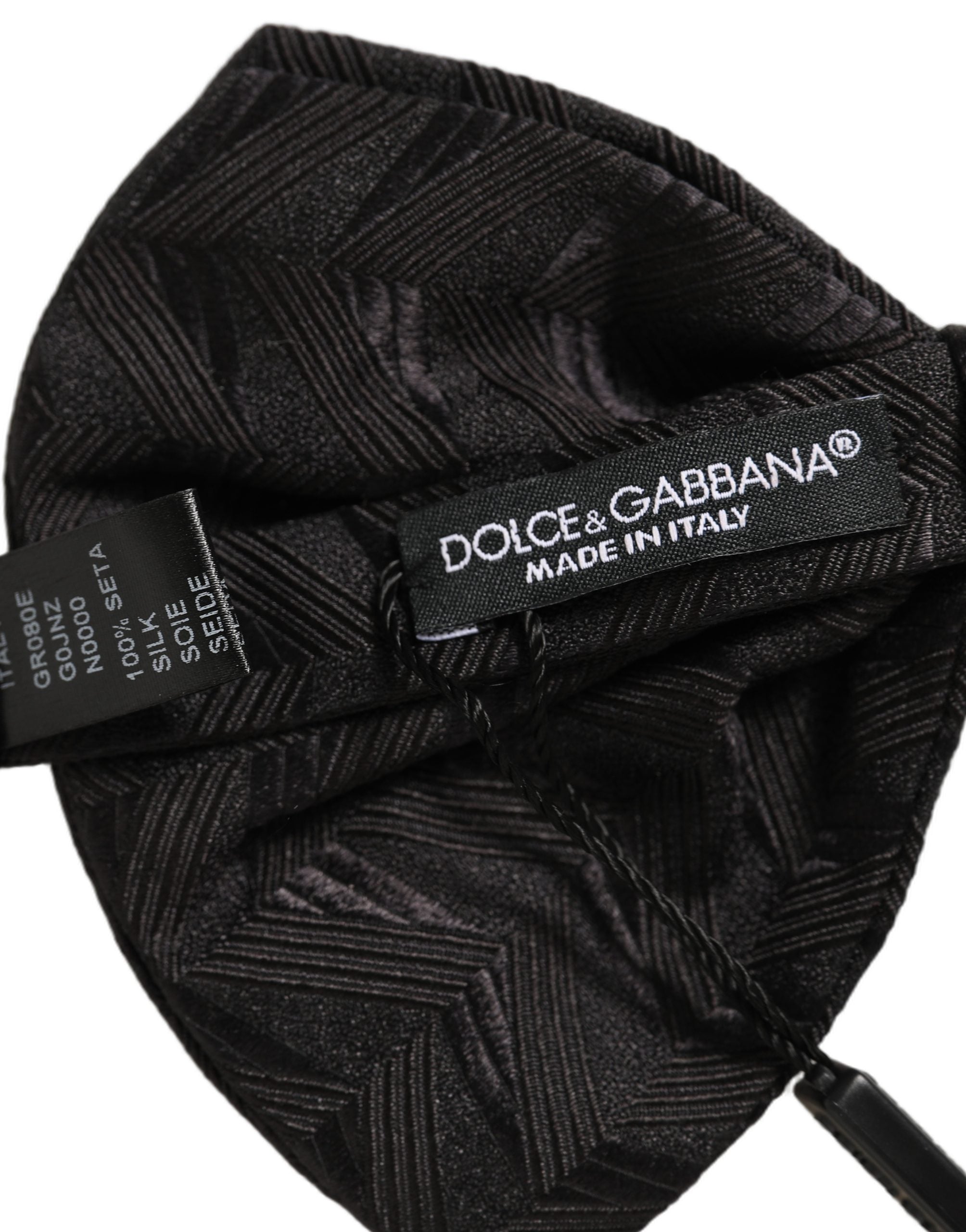 Dolce & Gabbana Men Black Patterned Adjustable Neck Papillon Bow Men's Tie