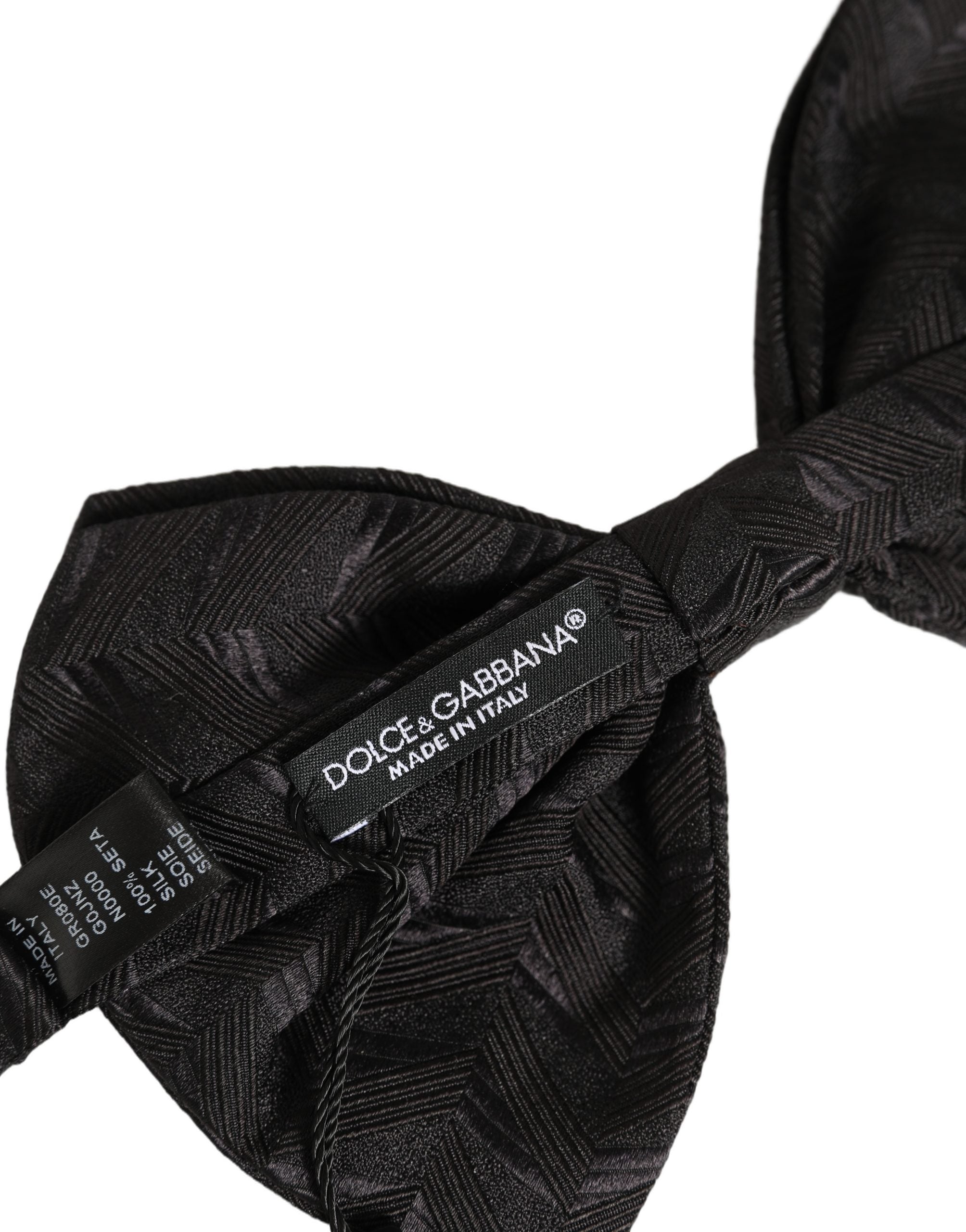 Dolce & Gabbana Men Black Patterned Adjustable Neck Papillon Bow Men's Tie