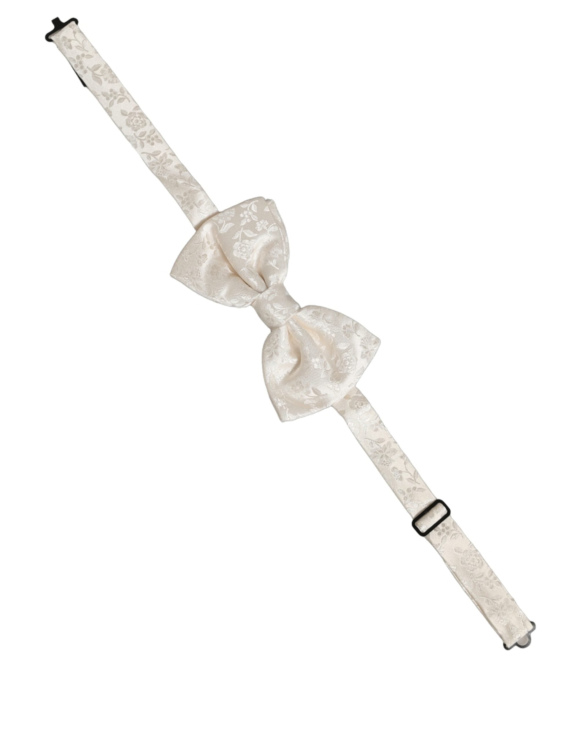 Dolce & Gabbana Men White Floral Silk Adjustable Neck Papillon Bow Men's Tie (Pre-Owned)