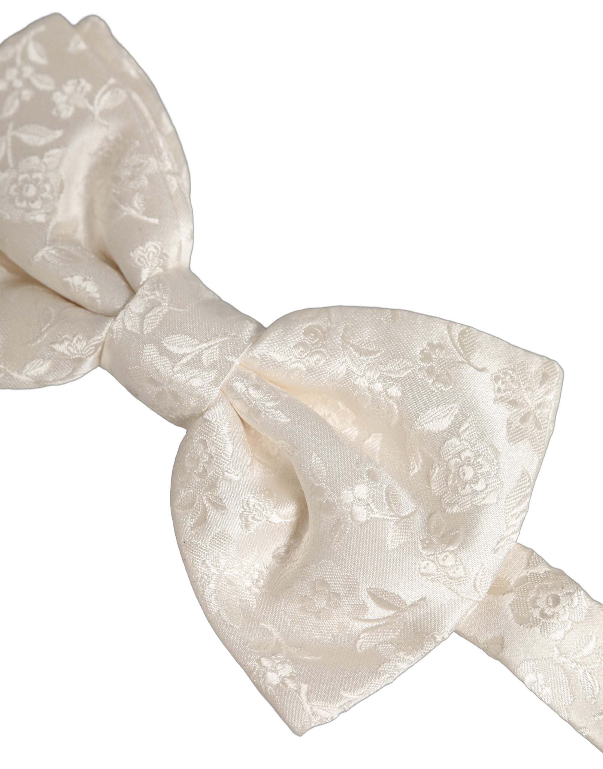Dolce & Gabbana Men White Floral Silk Adjustable Neck Papillon Bow Men's Tie (Pre-Owned)