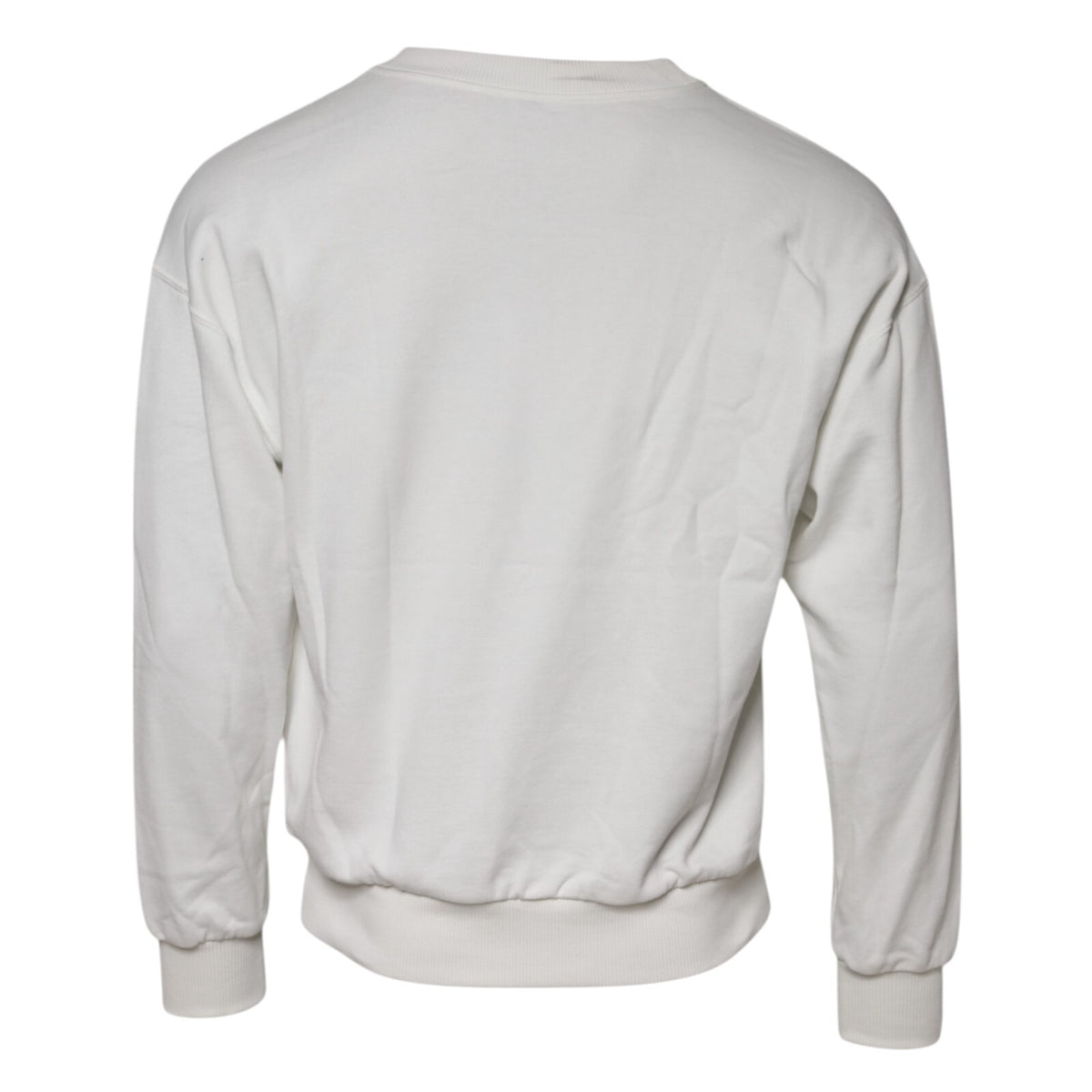 Dolce & Gabbana White Embossed Logo Cotton Crew Neck Men's Sweater (Pre-Owned)