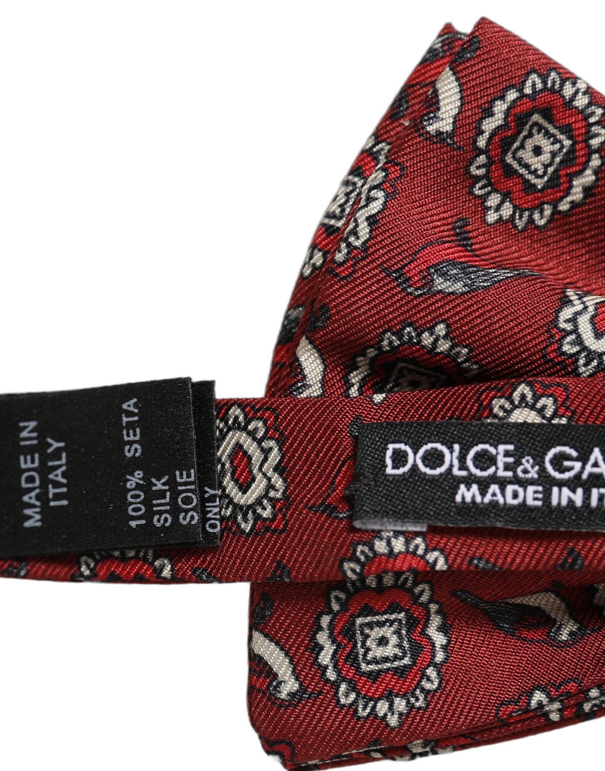 Dolce & Gabbana Men Bordeaux Floral Adjustable Neck Papillon Bow Men's Tie
