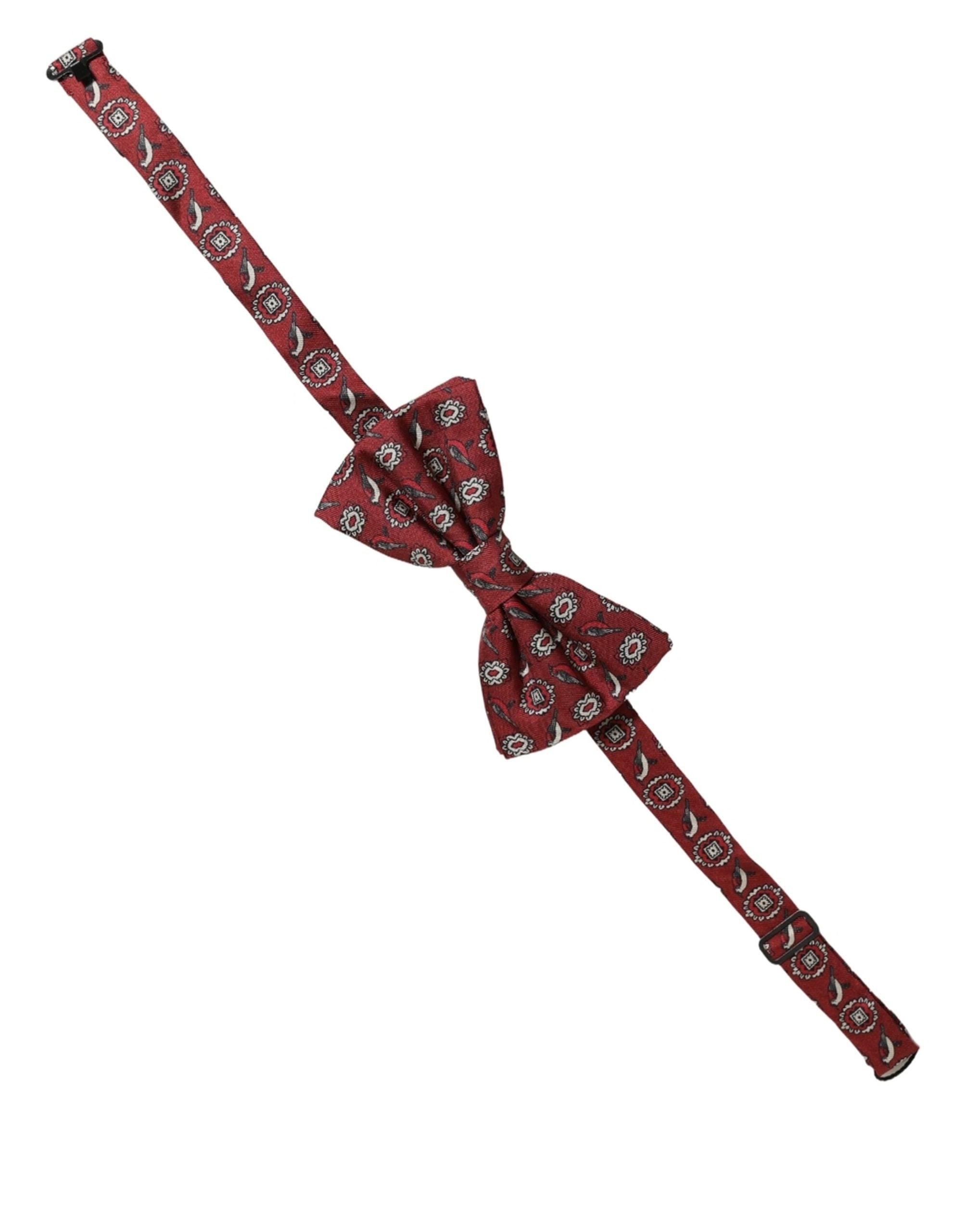 Dolce & Gabbana Men Bordeaux Floral Adjustable Neck Papillon Bow Men's Tie