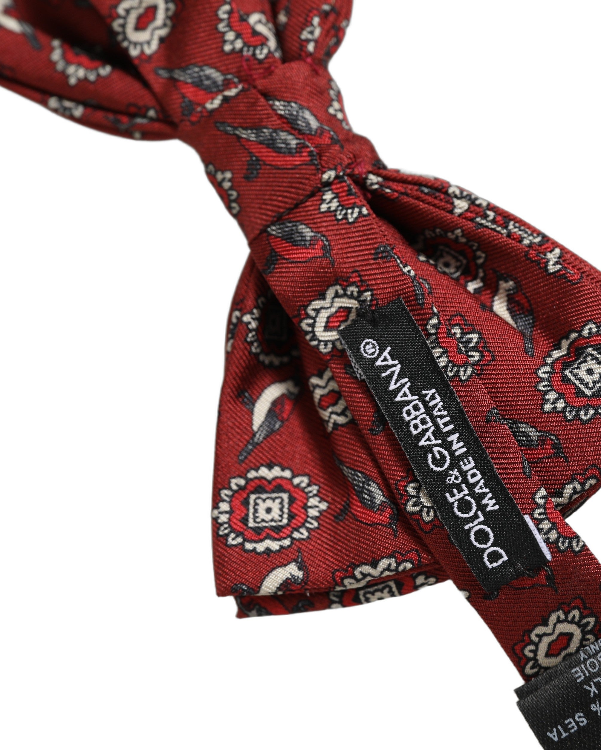 Dolce & Gabbana Men Bordeaux Floral Adjustable Neck Papillon Bow Men's Tie