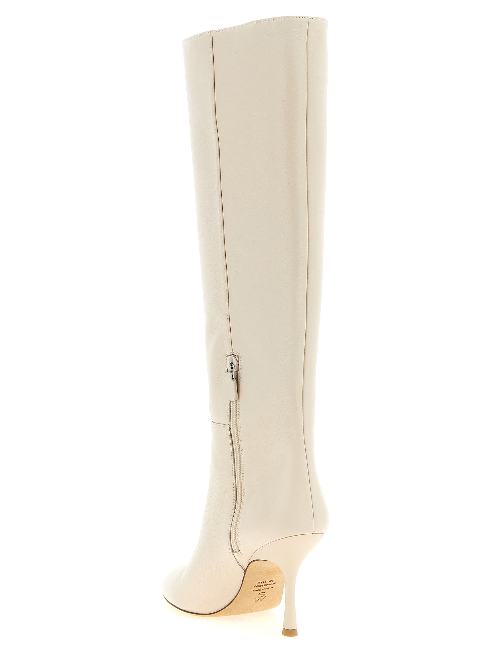 Stuart Weitzman White Lamb Leather Over The Women's Knee