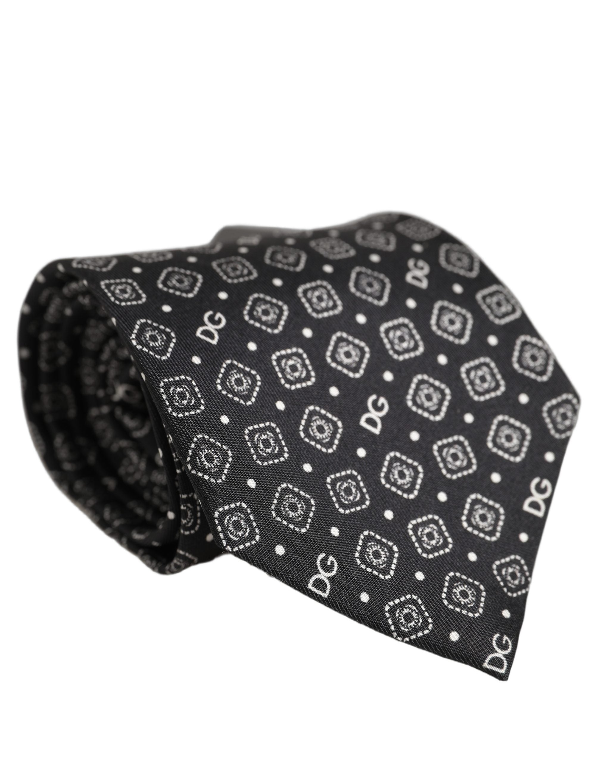 Dolce & Gabbana Men Black DG Logo 100% Silk Adjustable Men'sd NeckMen's Men's Tie