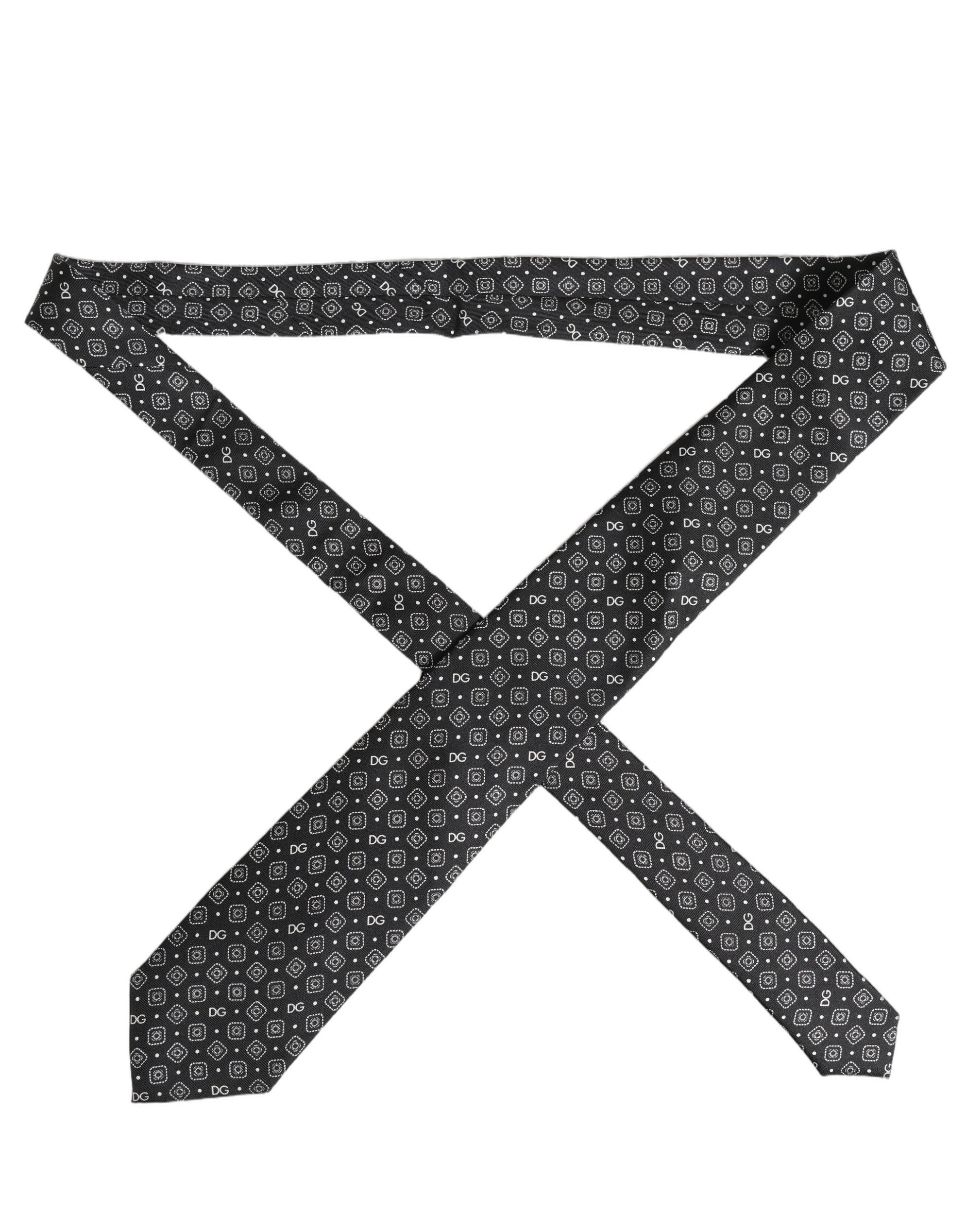 Dolce & Gabbana Men Black DG Logo 100% Silk Adjustable Men'sd NeckMen's Men's Tie