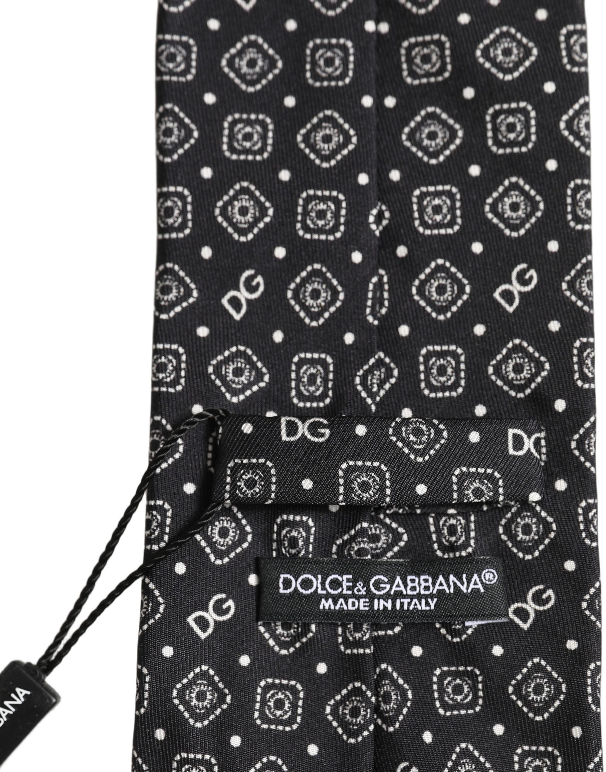 Dolce & Gabbana Men Black DG Logo 100% Silk Adjustable Men'sd NeckMen's Men's Tie