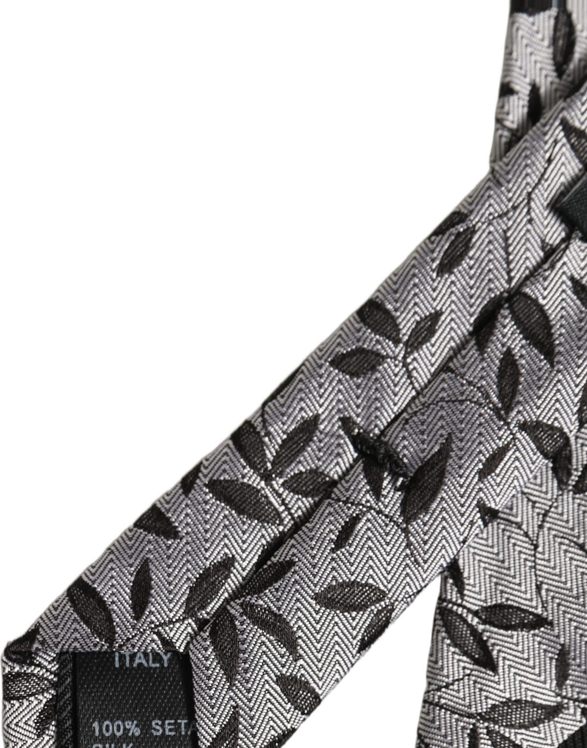 Dolce & Gabbana Men Gray Leaf Pattern Silk Adjustable Men'sd NeckMen's Men's Tie
