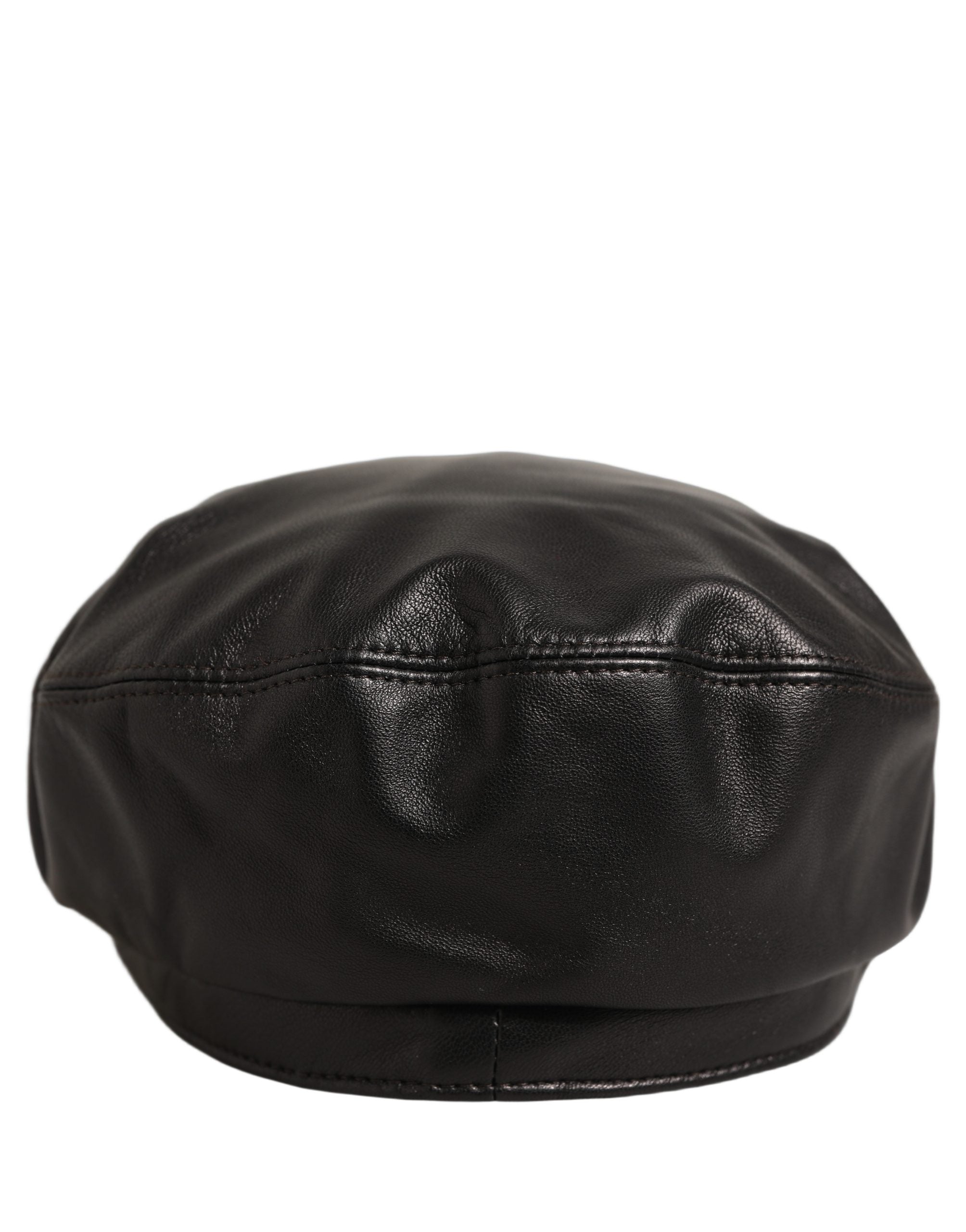 Dolce & Gabbana Black Lambskin Leather Newsboy Capello Women's Hat