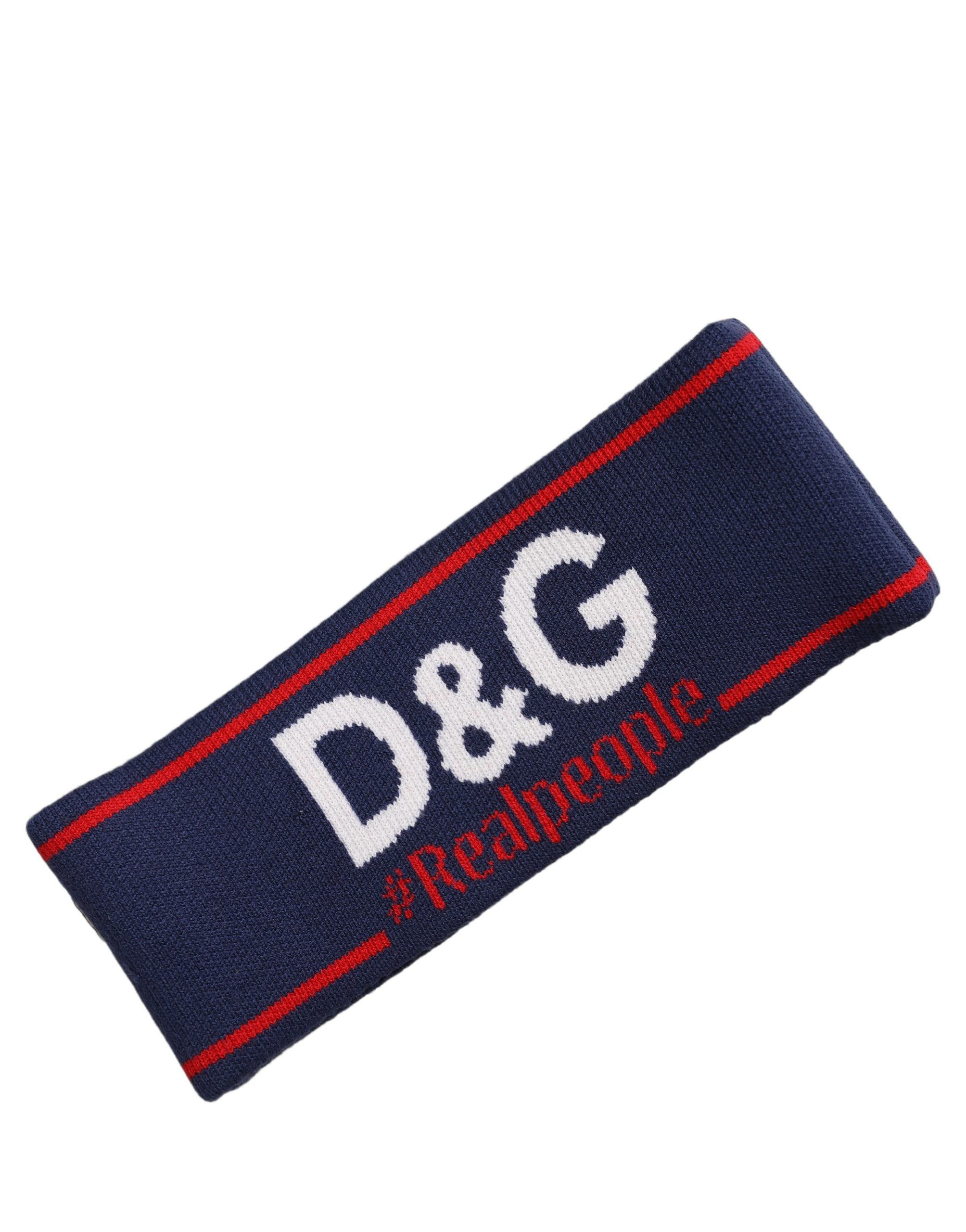 Dolce & Gabbana Navy Blue Wool Knitted D&G Queen Head Band One Size Women's Hat