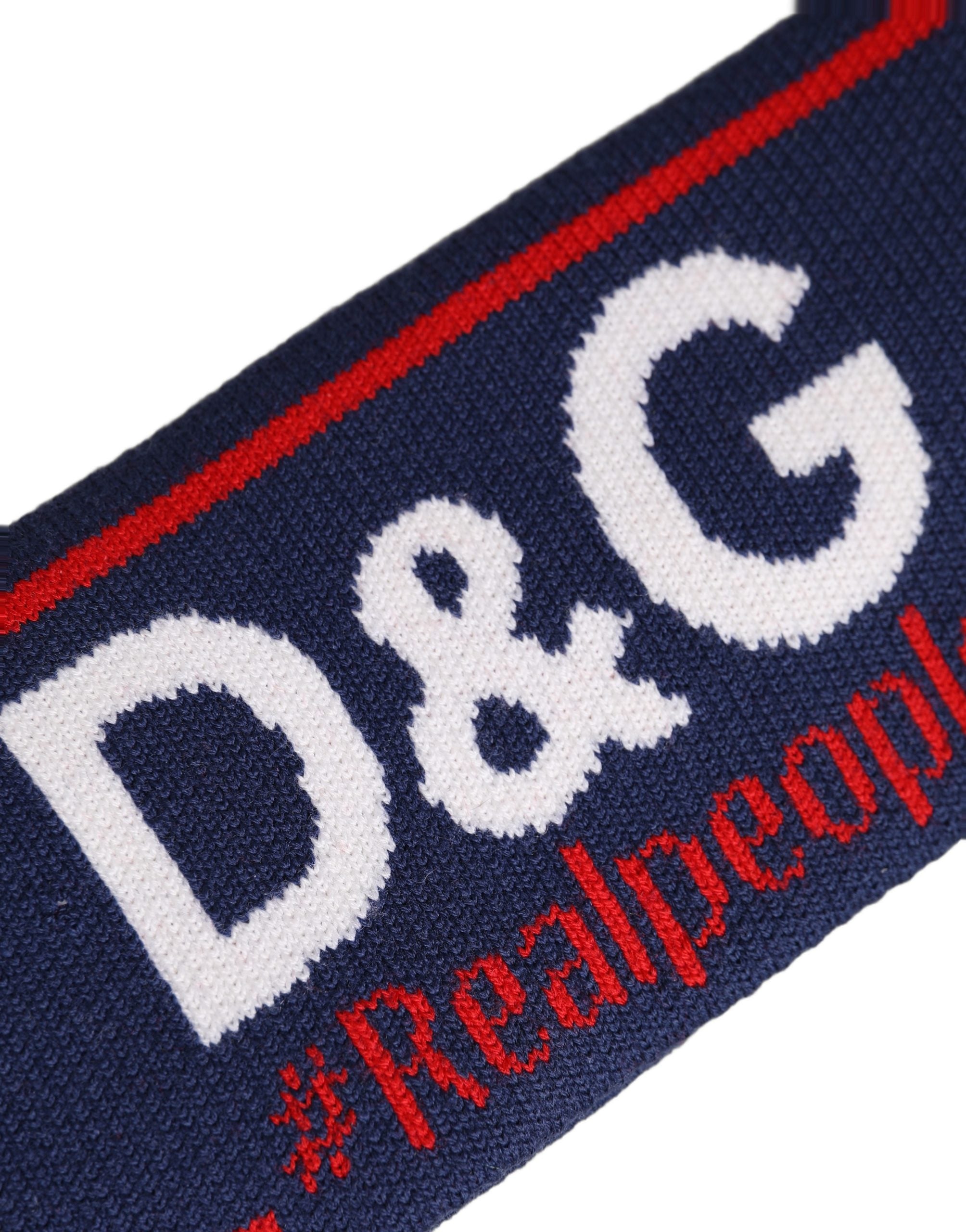 Dolce & Gabbana Navy Blue Wool Knitted D&G Queen Head Band One Size Women's Hat