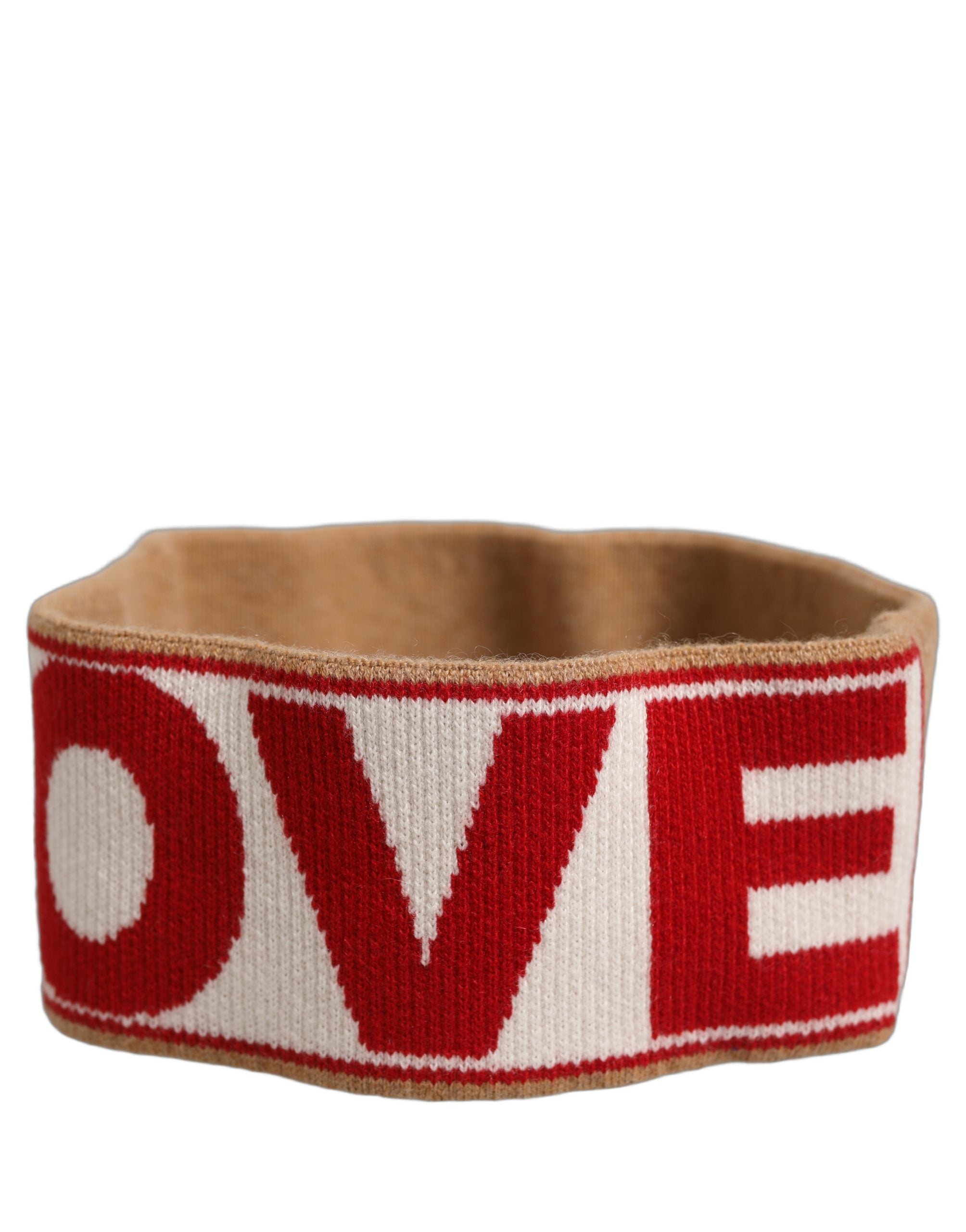 Dolce & Gabbana Beige Cashmere Knitted Embroidered Head Band One Size Women's Hat