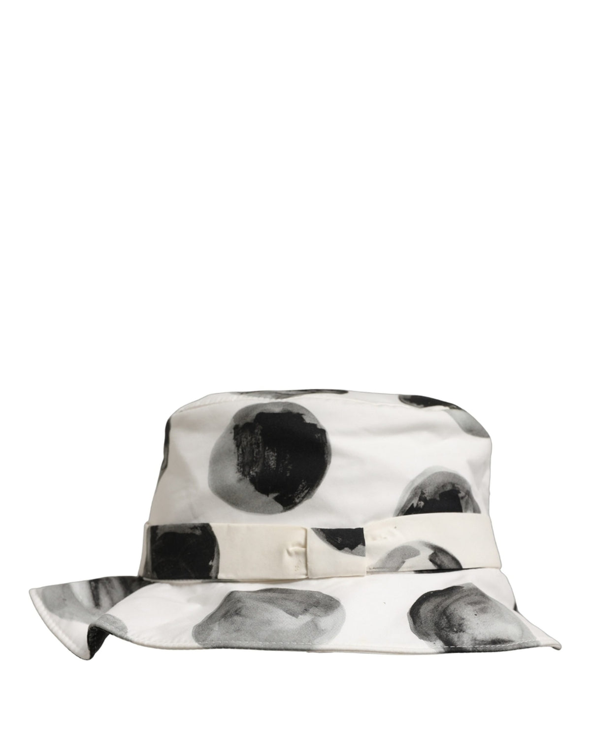 Dolce & Gabbana White Cotton Big Polka Dot Pattern Bucket Women's Hat