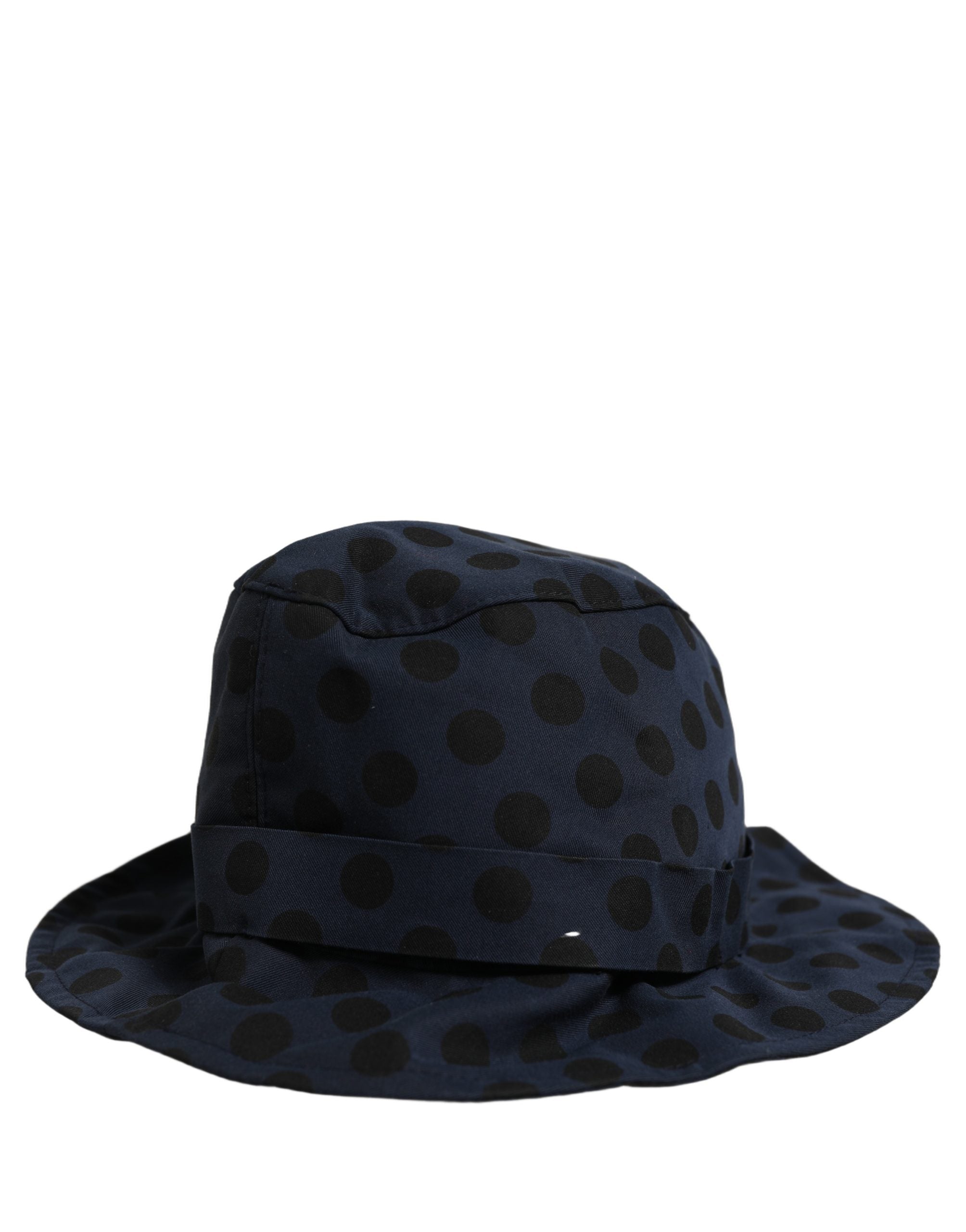 Dolce & Gabbana Blue Black Polka Dot Cotton Bucket Capello Women's Hat