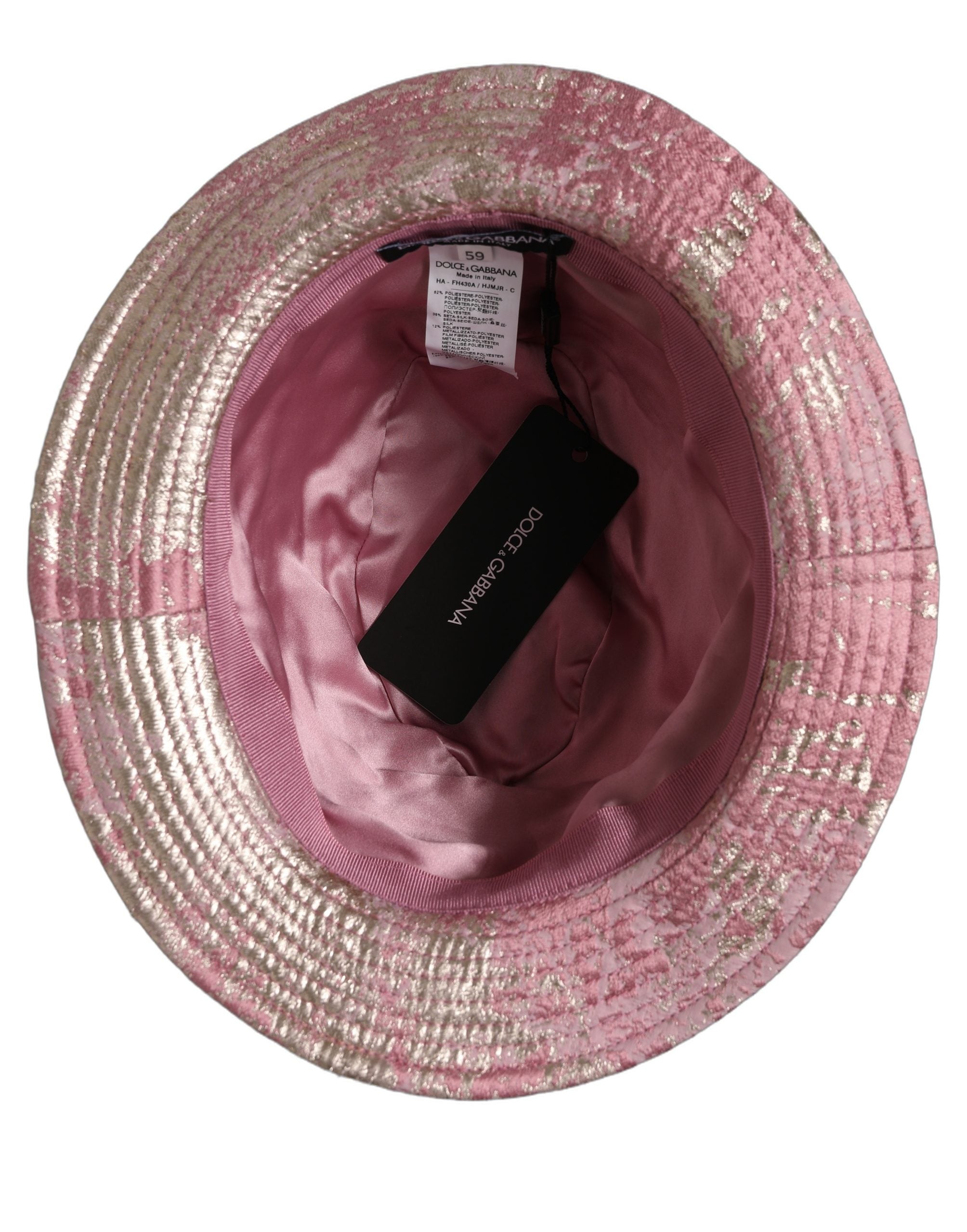 Dolce & Gabbana Pink Metallic Jacquard Pattern Bucket Capello Women's Hat (Pre-Owned)