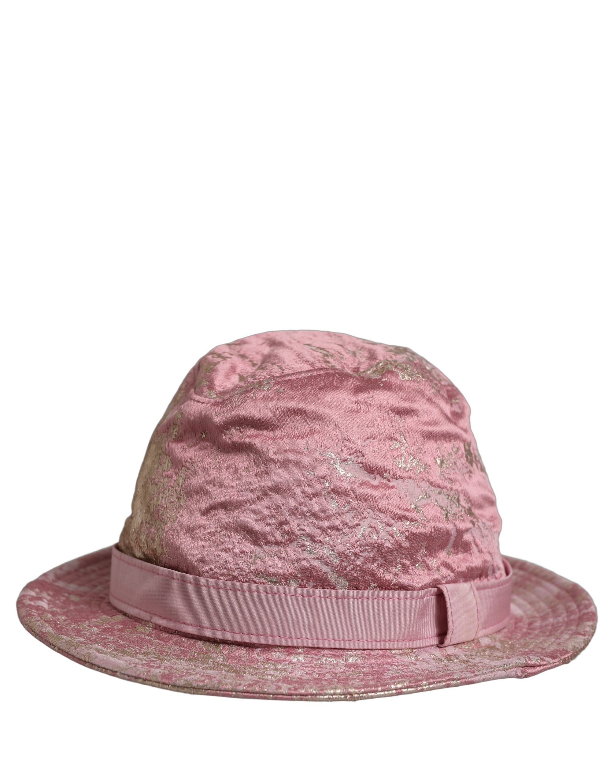 Dolce & Gabbana Pink Metallic Jacquard Pattern Bucket Capello Women's Hat (Pre-Owned)