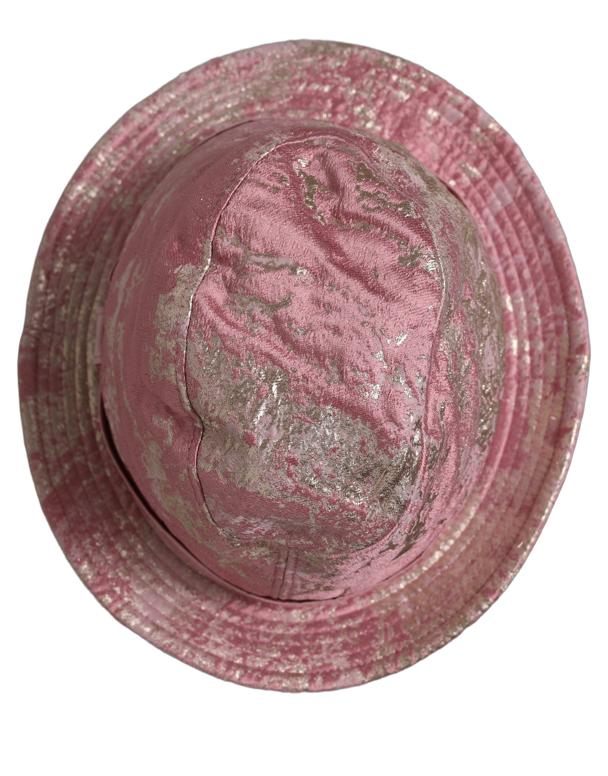 Dolce & Gabbana Pink Metallic Jacquard Pattern Bucket Capello Women's Hat (Pre-Owned)