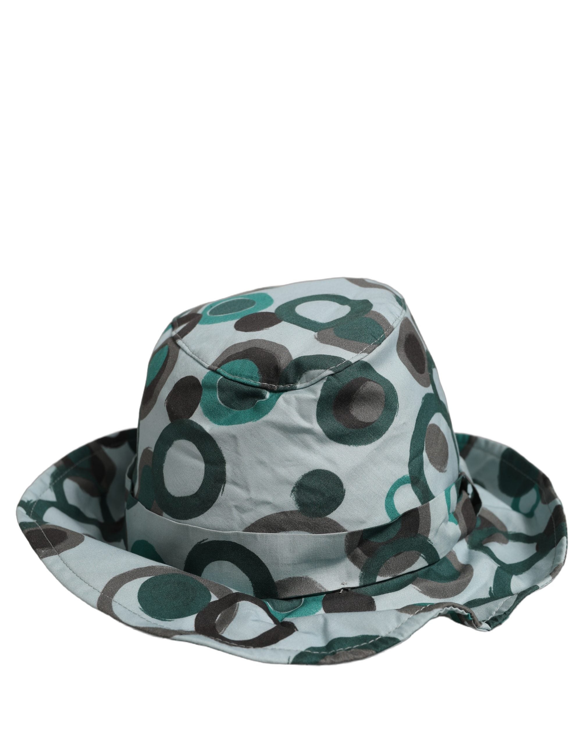 Dolce & Gabbana Teal Cotton Big Polka Dot Pattern Bucket Women's Hat