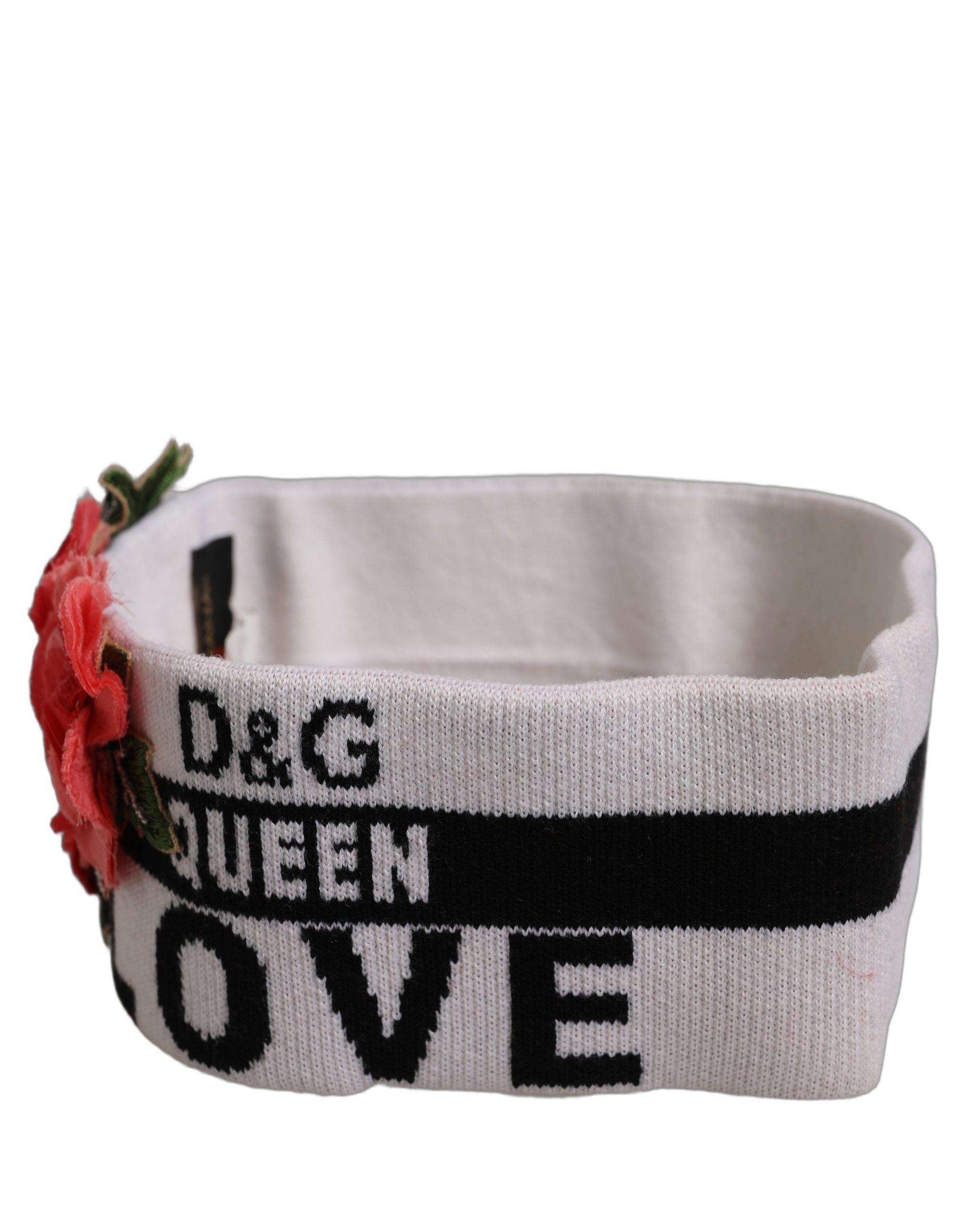 Dolce & Gabbana White D&G Queen Love Floral Applique Head Band One Size Women's Hat