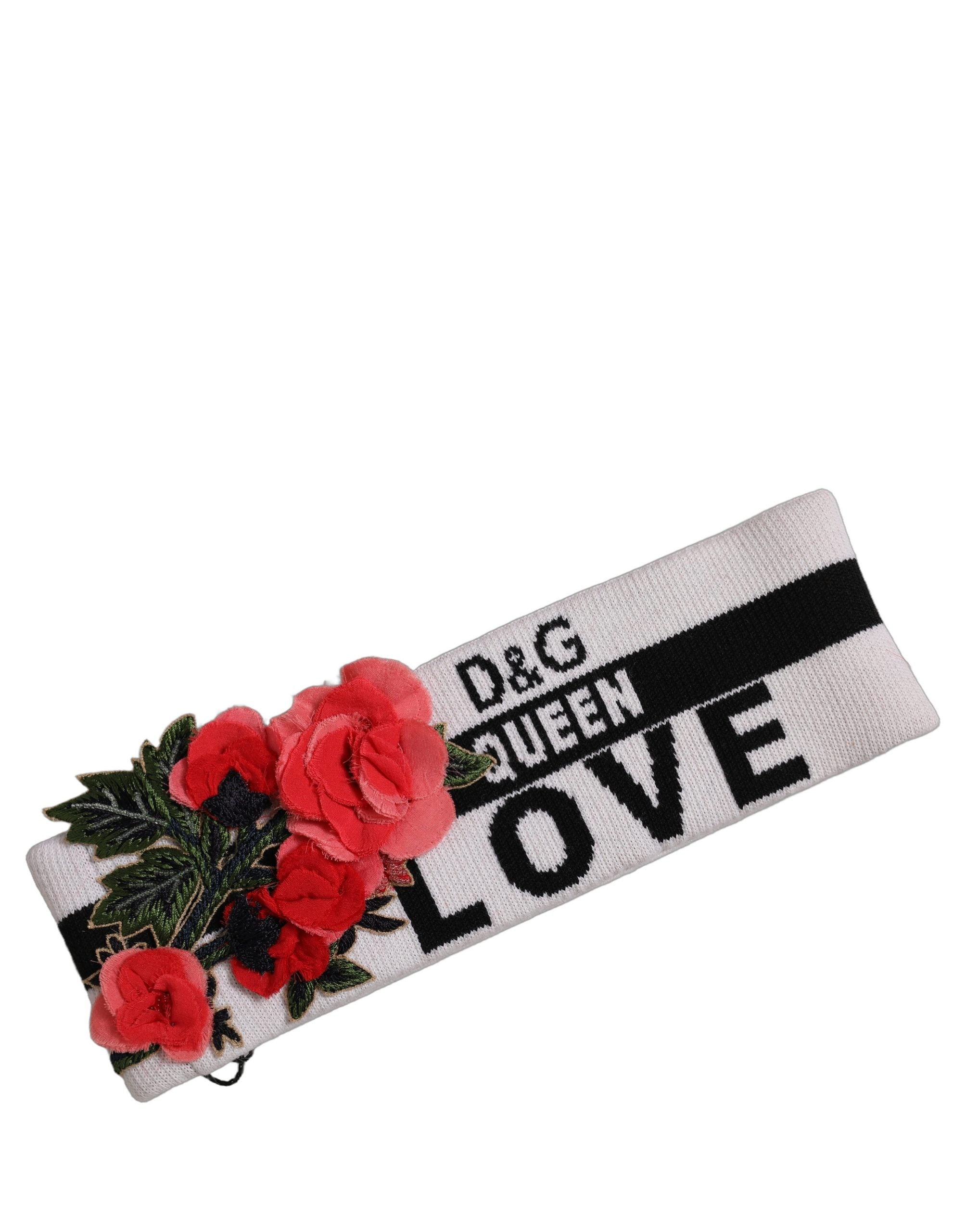 Dolce & Gabbana White D&G Queen Love Floral Applique Head Band One Size Women's Hat