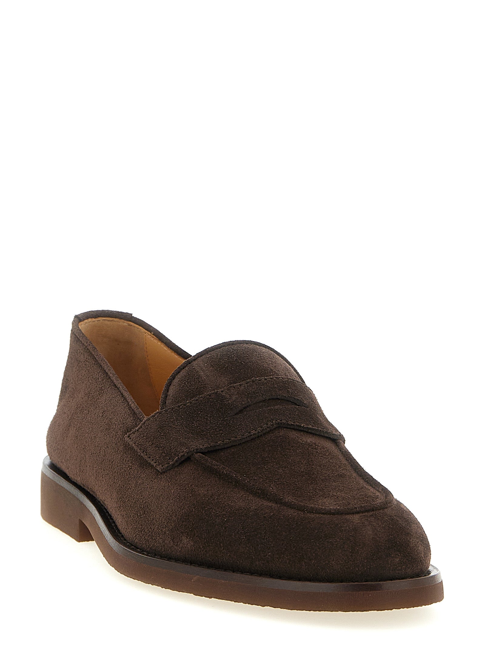 Brunello Cucinelli Brown Calfskin Slip-On Men's Loafers