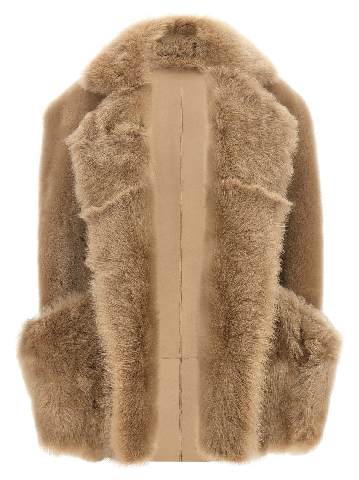 BLANCHA Beige Lamb Fur Sleeveless Women's Jacket