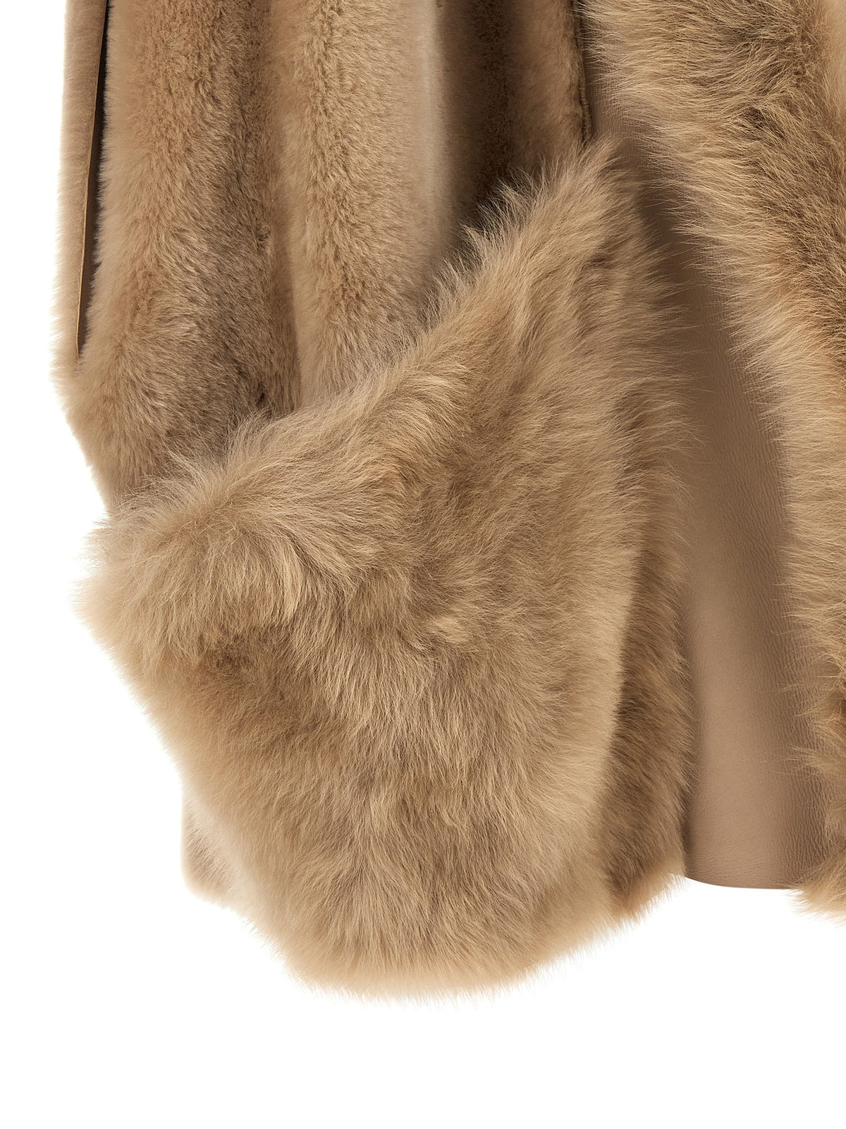 BLANCHA Beige Lamb Fur Sleeveless Women's Jacket