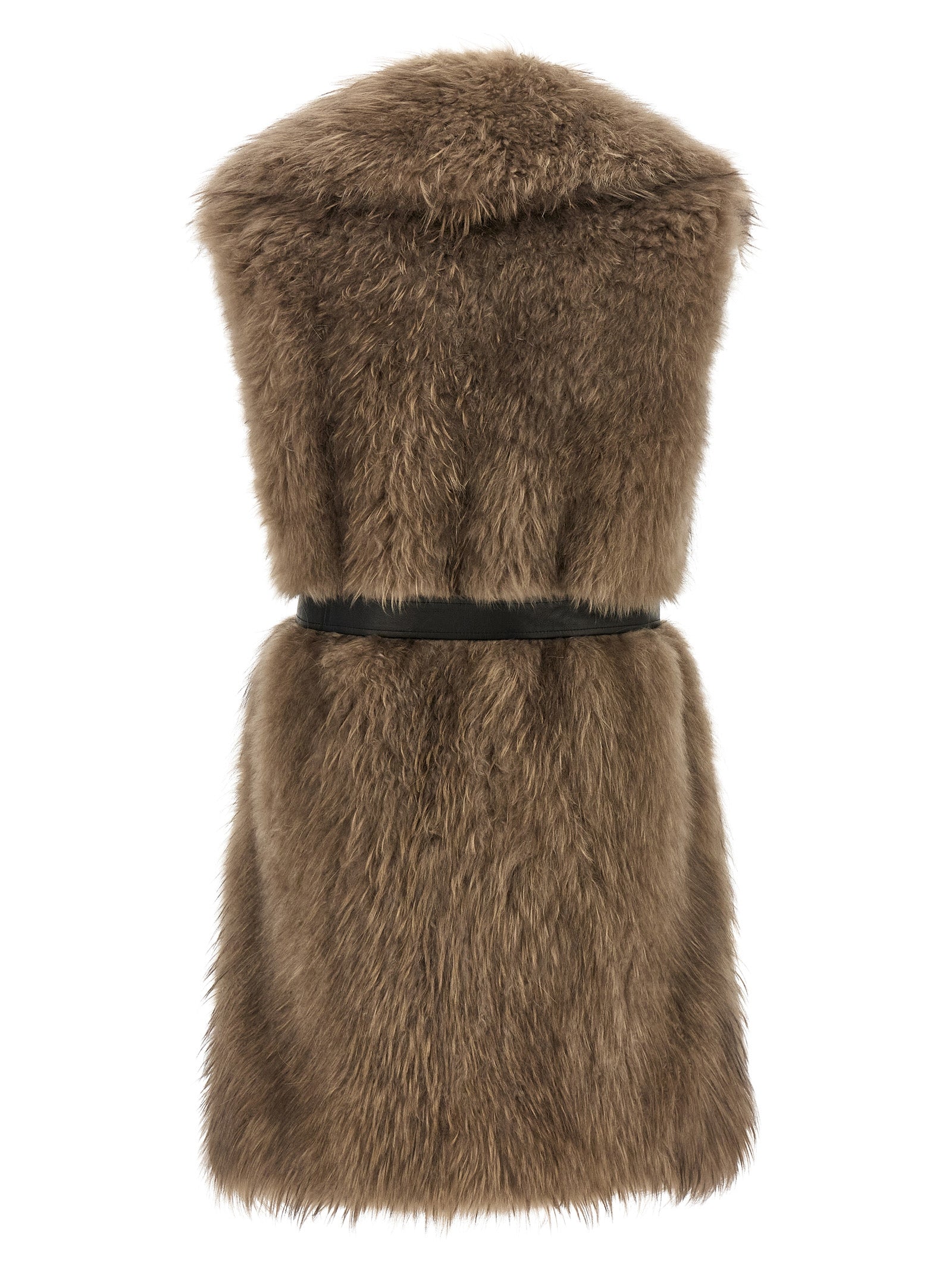 BLANCHA Beige Lamb Fur Sleeveless Women's Jacket