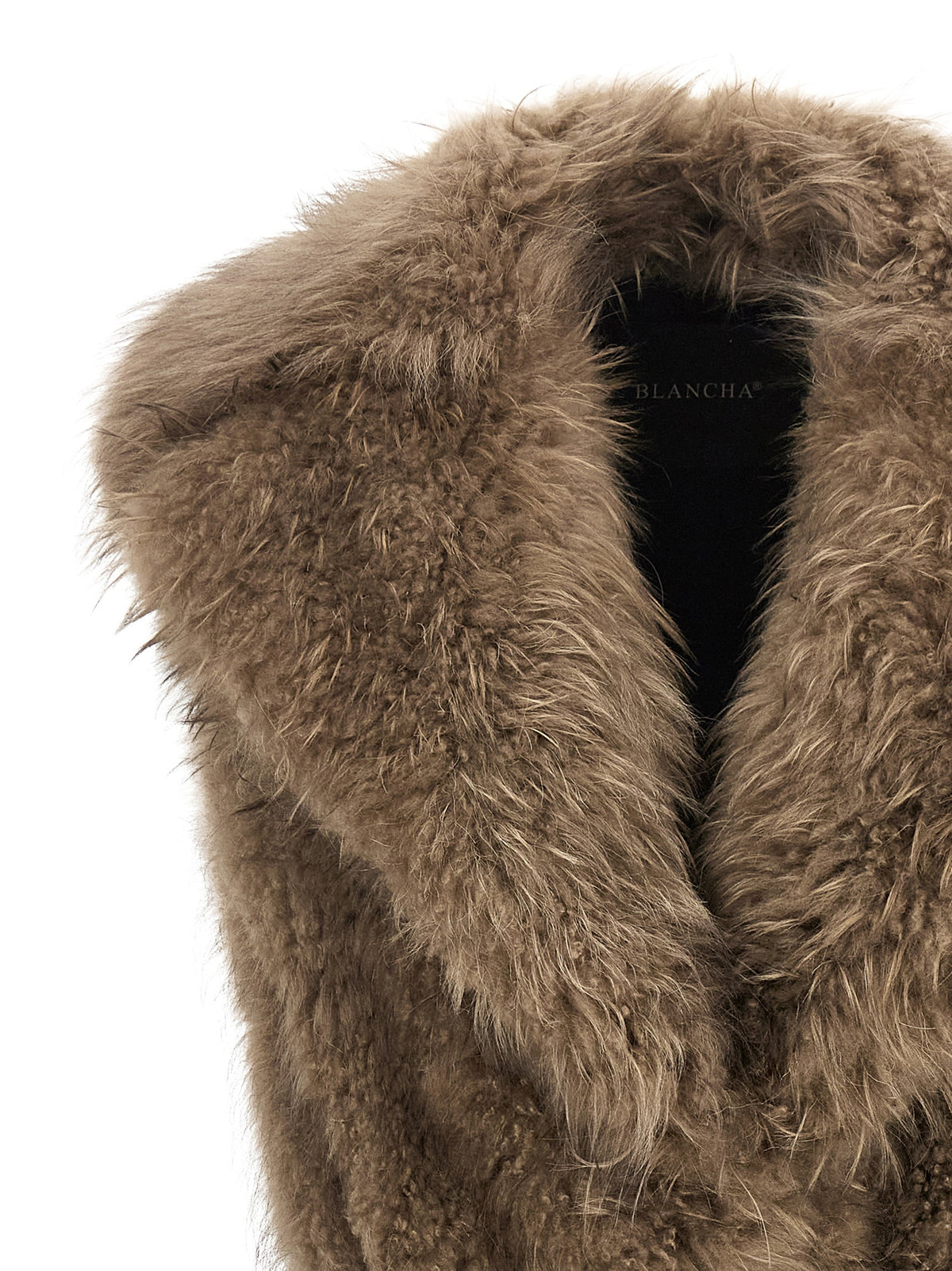 BLANCHA Beige Lamb Fur Sleeveless Women's Jacket