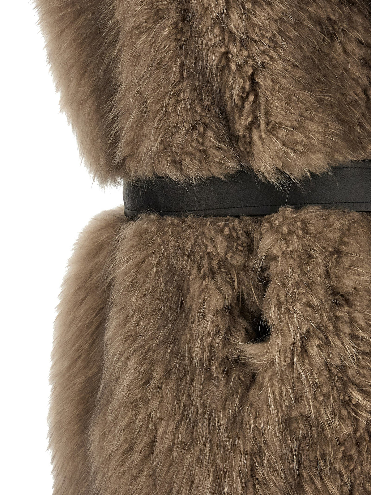 BLANCHA Beige Lamb Fur Sleeveless Women's Jacket