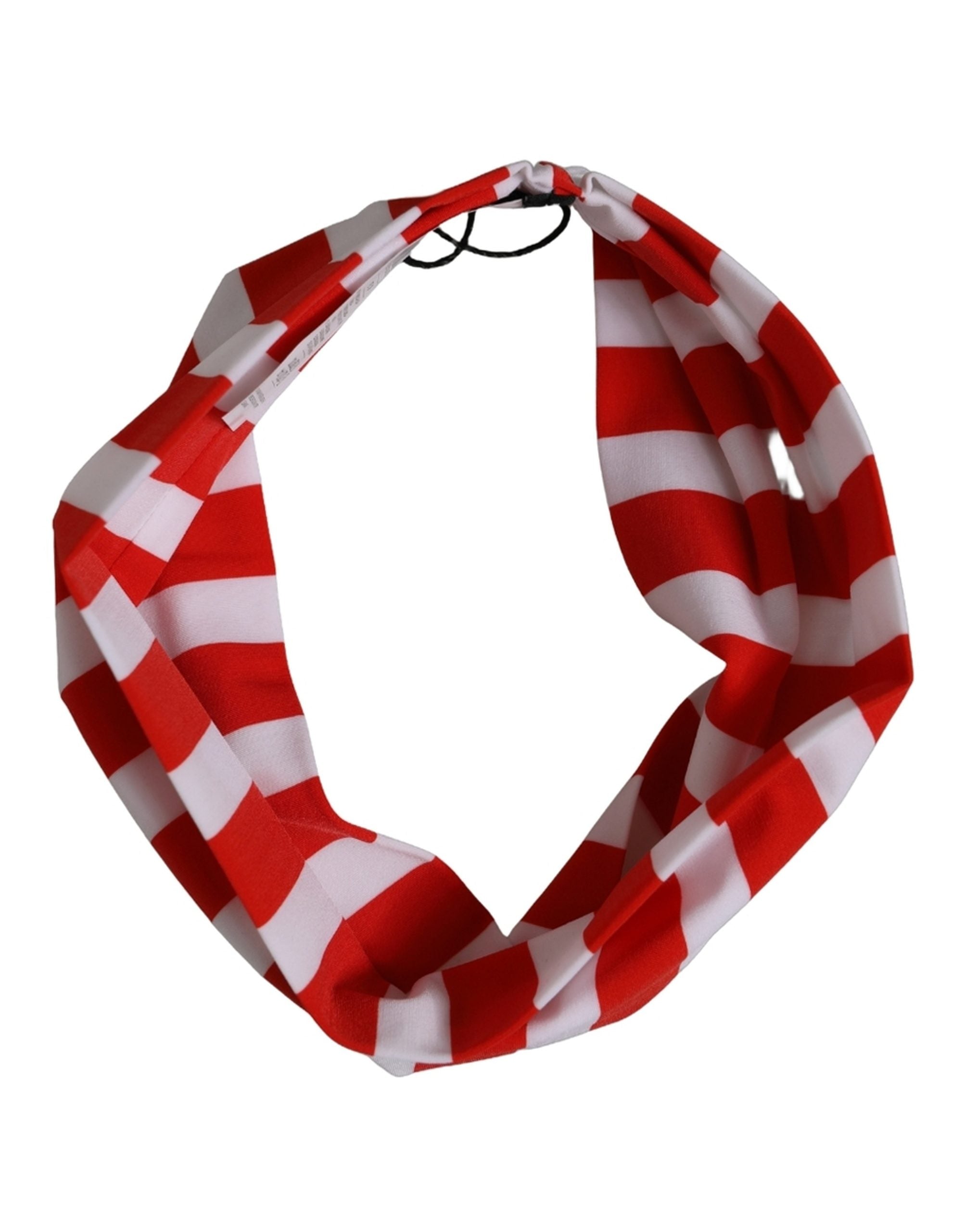 Dolce & Gabbana Red White Stripes Nylon Head Wrap One Size Women's Headband