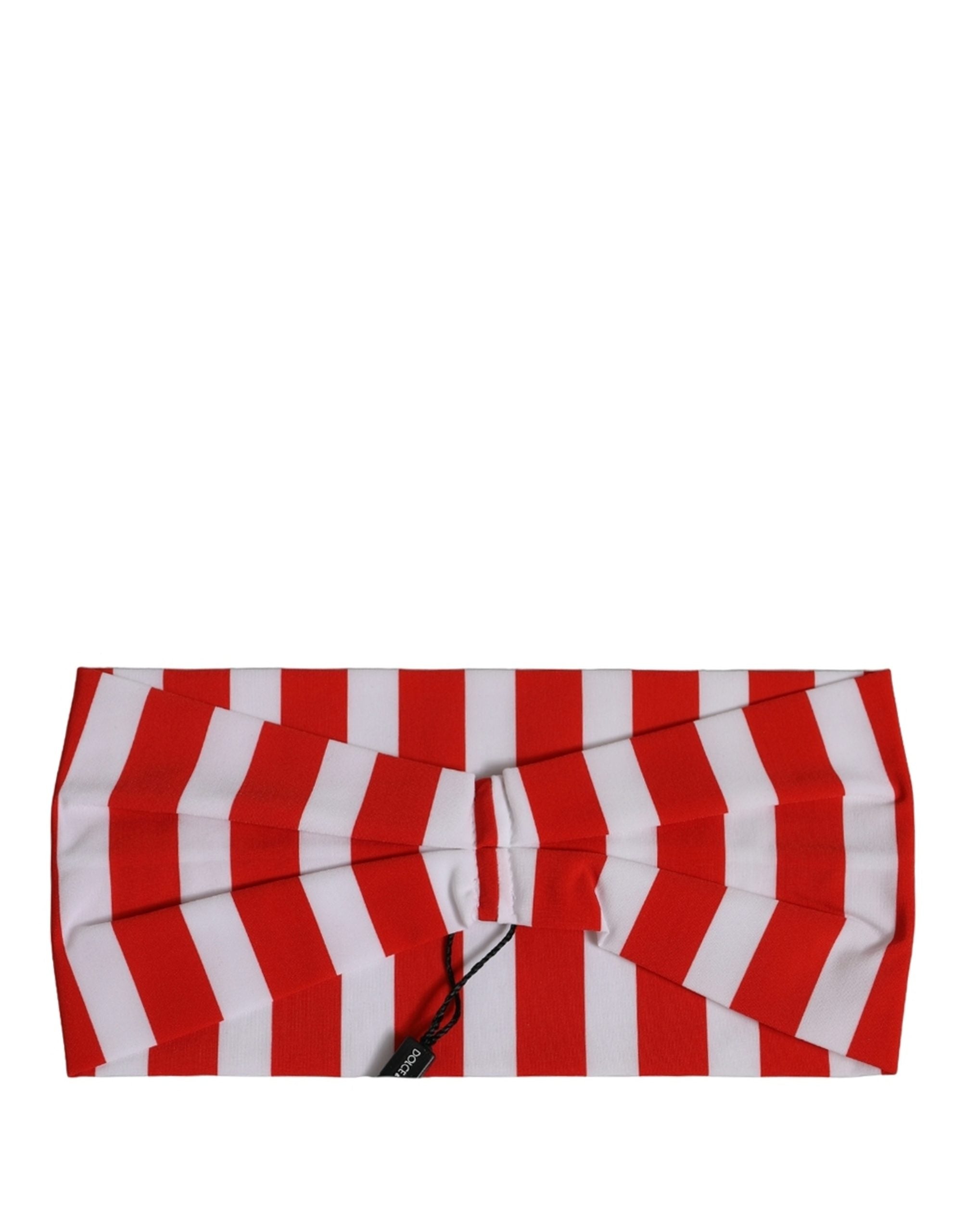 Dolce & Gabbana Red White Stripes Nylon Head Wrap One Size Women's Headband