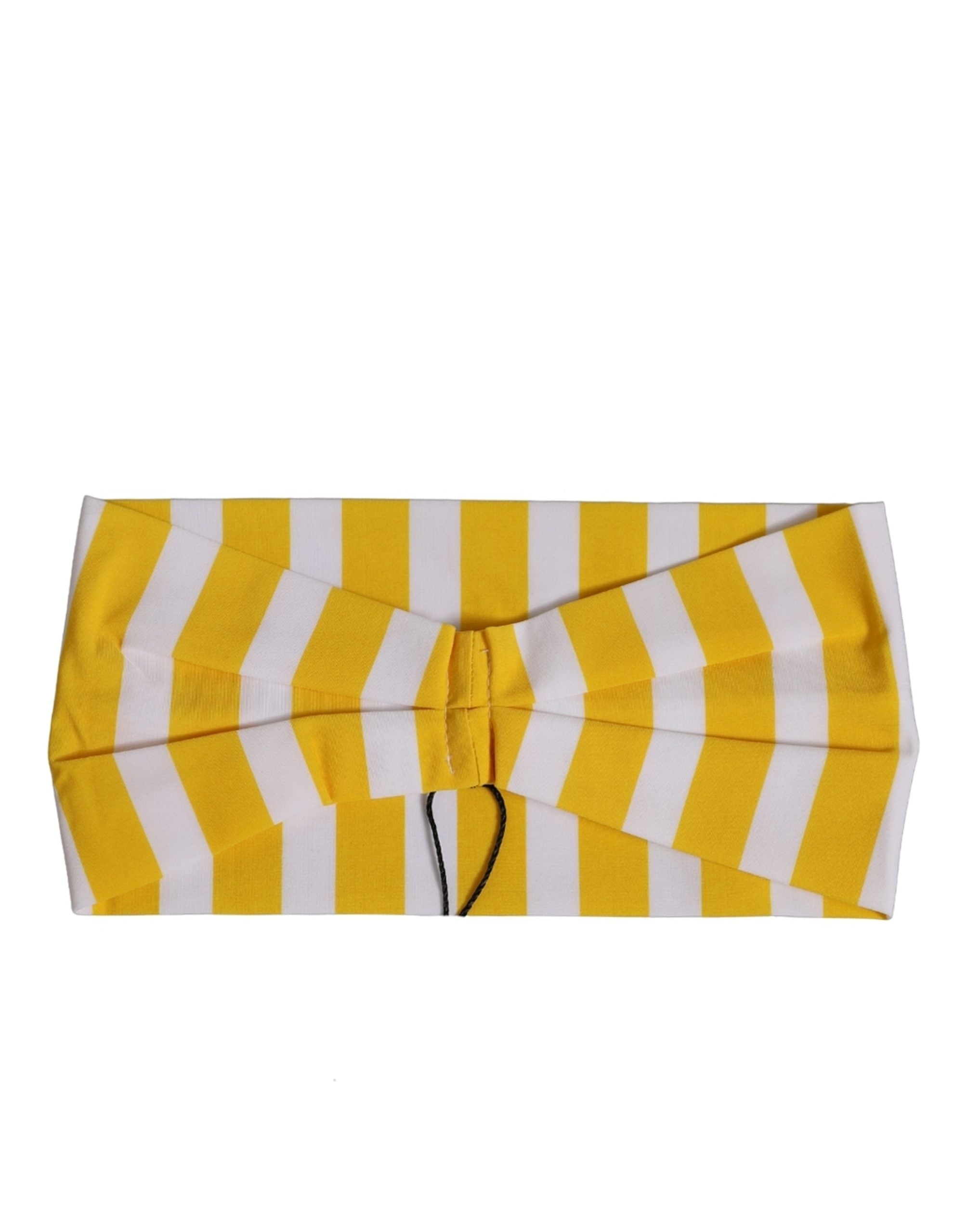 Dolce & Gabbana Yellow White Stripes Nylon Head Wrap One Size Women's Headband