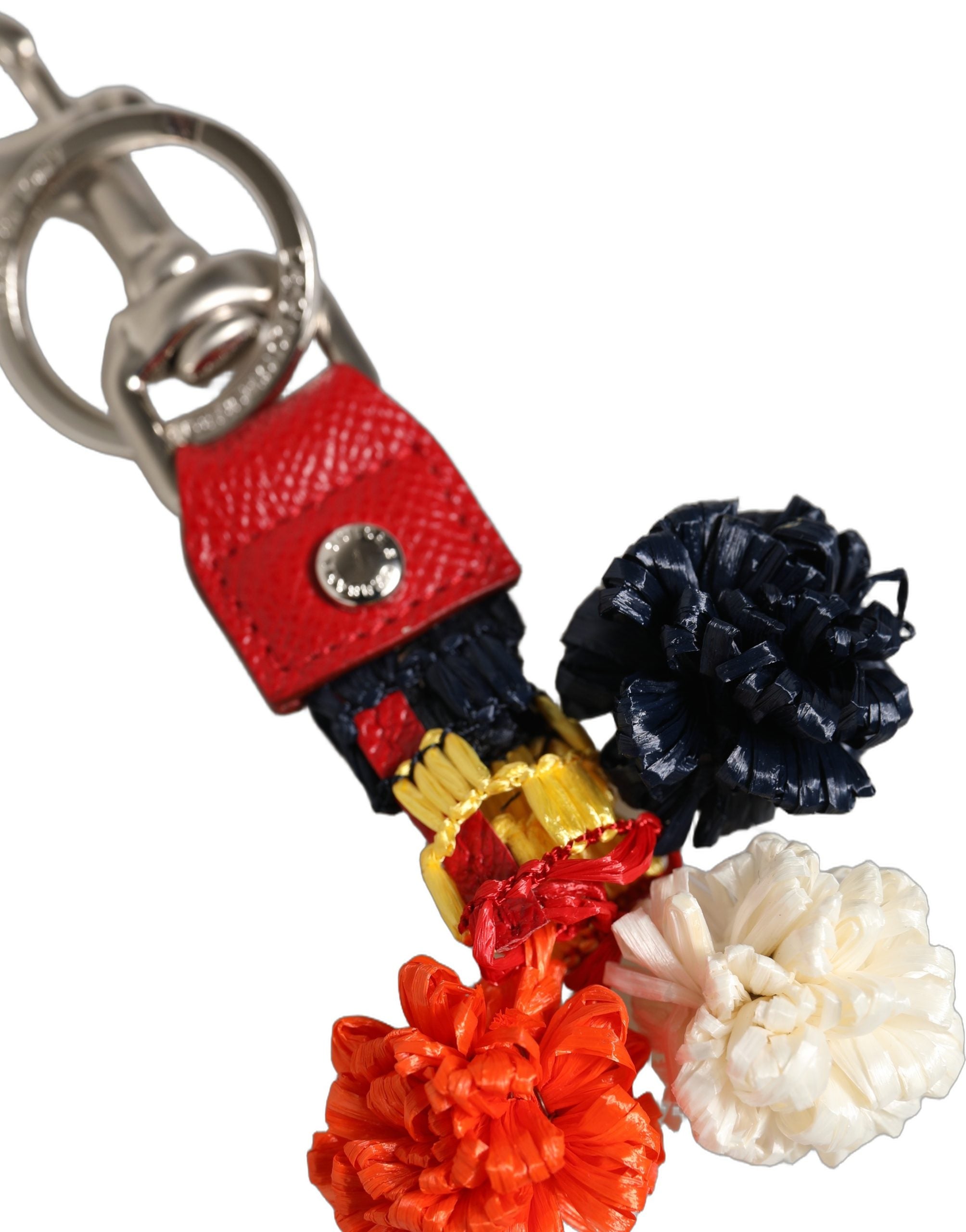Dolce & Gabbana Raffia Leather Clasp Finder Chain Keyring Women's Multicolor